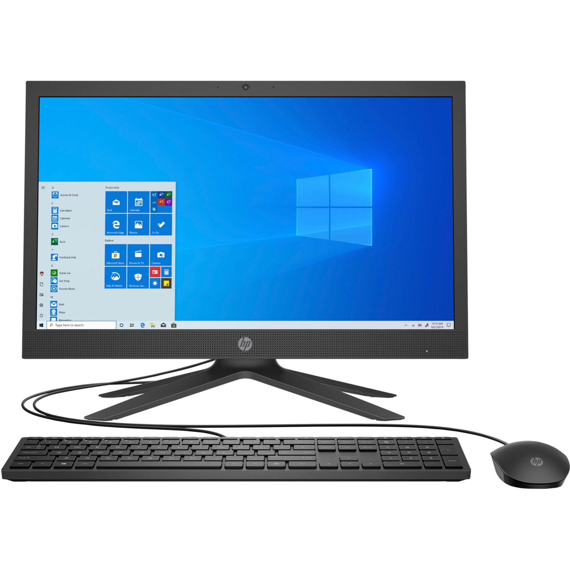 HP 21-b0000 21-b0523la All-in-One Computer - Intel Celeron J4025 - 4 GB - 1 TB HDD - 20.7" Full HD - Desktop - Jet Black - 1920 x 1080 - Windows 10 Home 64-bit - Intel UHDGraphics600 DDR4 SDRAM - IEEE 802.11ac Wireless LAN - 65 W — frontmaximum