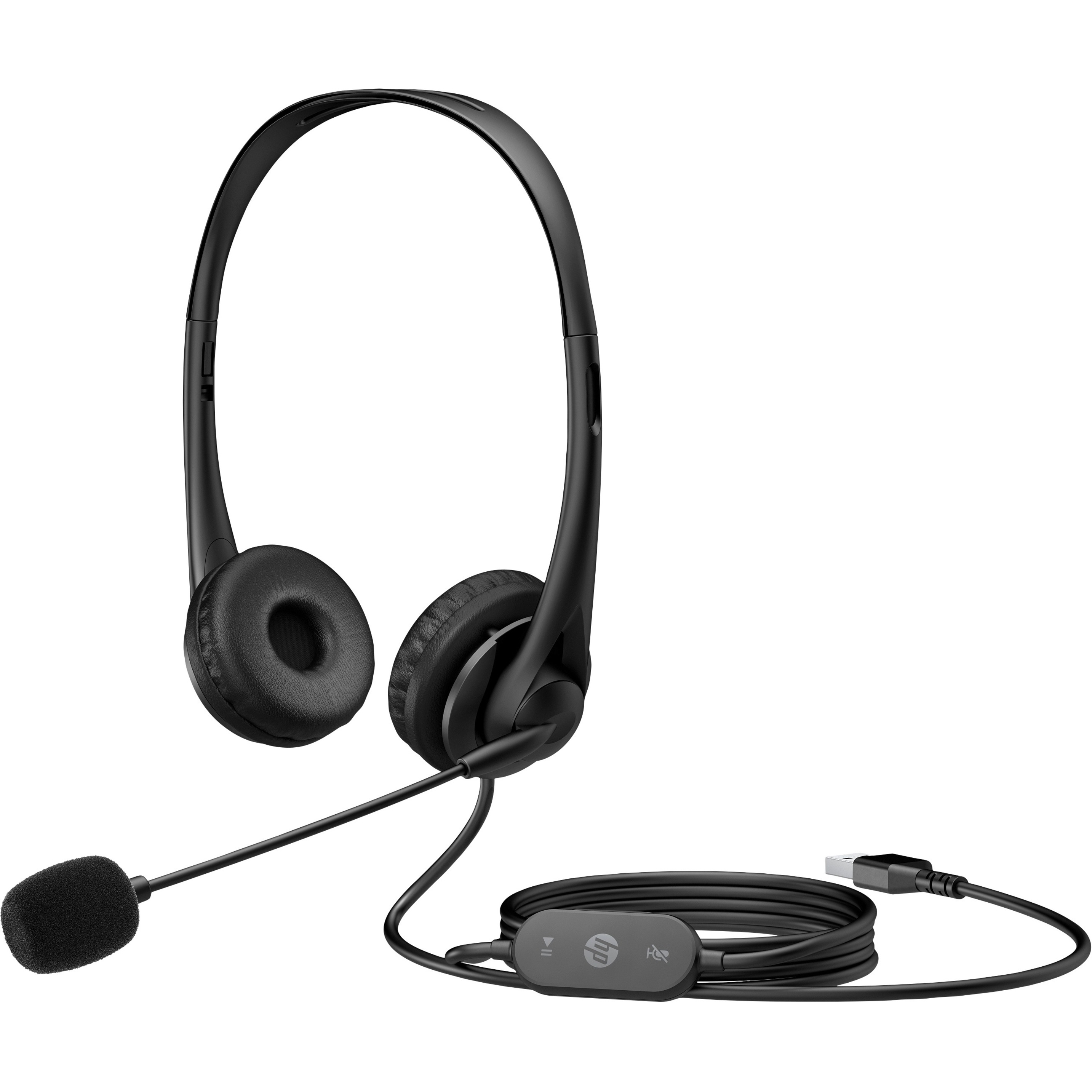 HP Stereo USB Headset G2 - Stereo - USB Type A - Wired - 64 Ohm - 20 Hz to 20 kHz - Over-the-head - Binaural - Supra-aural - 5.90 ft Cable - Uni-directional Microphone - Noise Canceling - Black — alternate image1