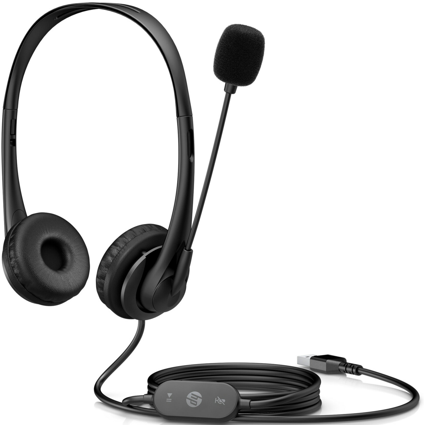 HP Stereo USB Headset G2 - Stereo - USB Type A - Wired - 64 Ohm - 20 Hz to 20 kHz - Over-the-head - Binaural - Supra-aural - 5.90 ft Cable - Uni-directional Microphone - Noise Canceling - Black