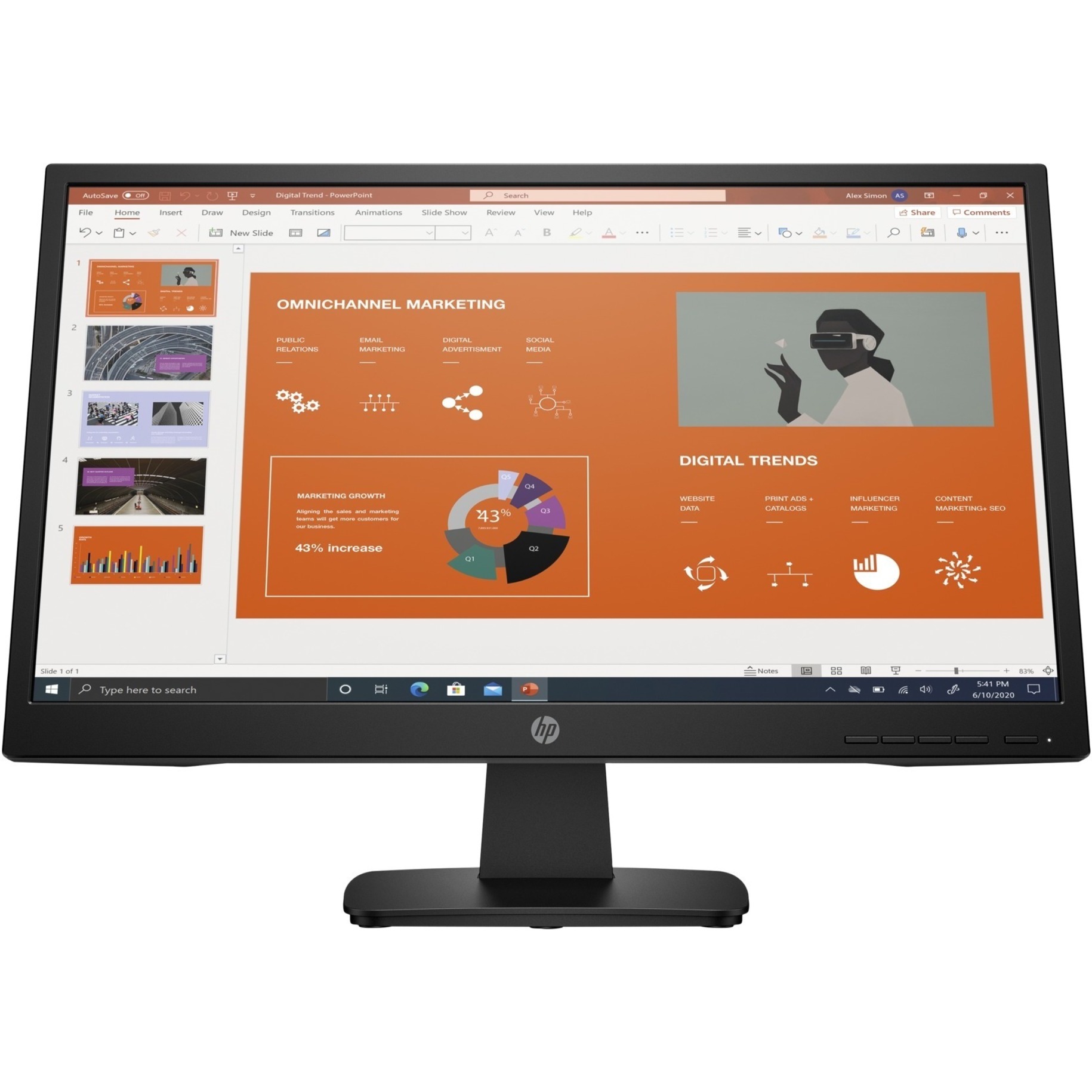 HP P22VA G4 22" Class Full HD LCD Monitor - 16:9 - Black - 21.5" Viewable - Vertical Alignment (VA) - LED Backlight - 1920 x 1080 - 250 Nit - 7 ms - 60 Hz Refresh Rate - HDMI - VGA - VESA Mount Compatible — frontmaximum