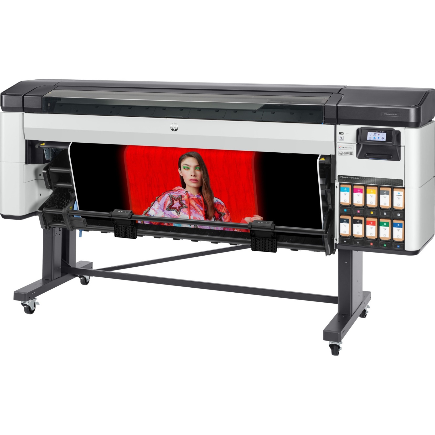 HP Designjet Z9+ Pro Inkjet Large Format Printer - 64" Print Width - Color - 6 Color(s) - 1055 ft²/h Color Speed - 2400 x 1200 dpi - Ethernet - Plain Paper, Roll Paper, Banner, Canvas, Poster Paper, Photo Paper - Floor Standing Supported - Printer Stand Included — alternate image3