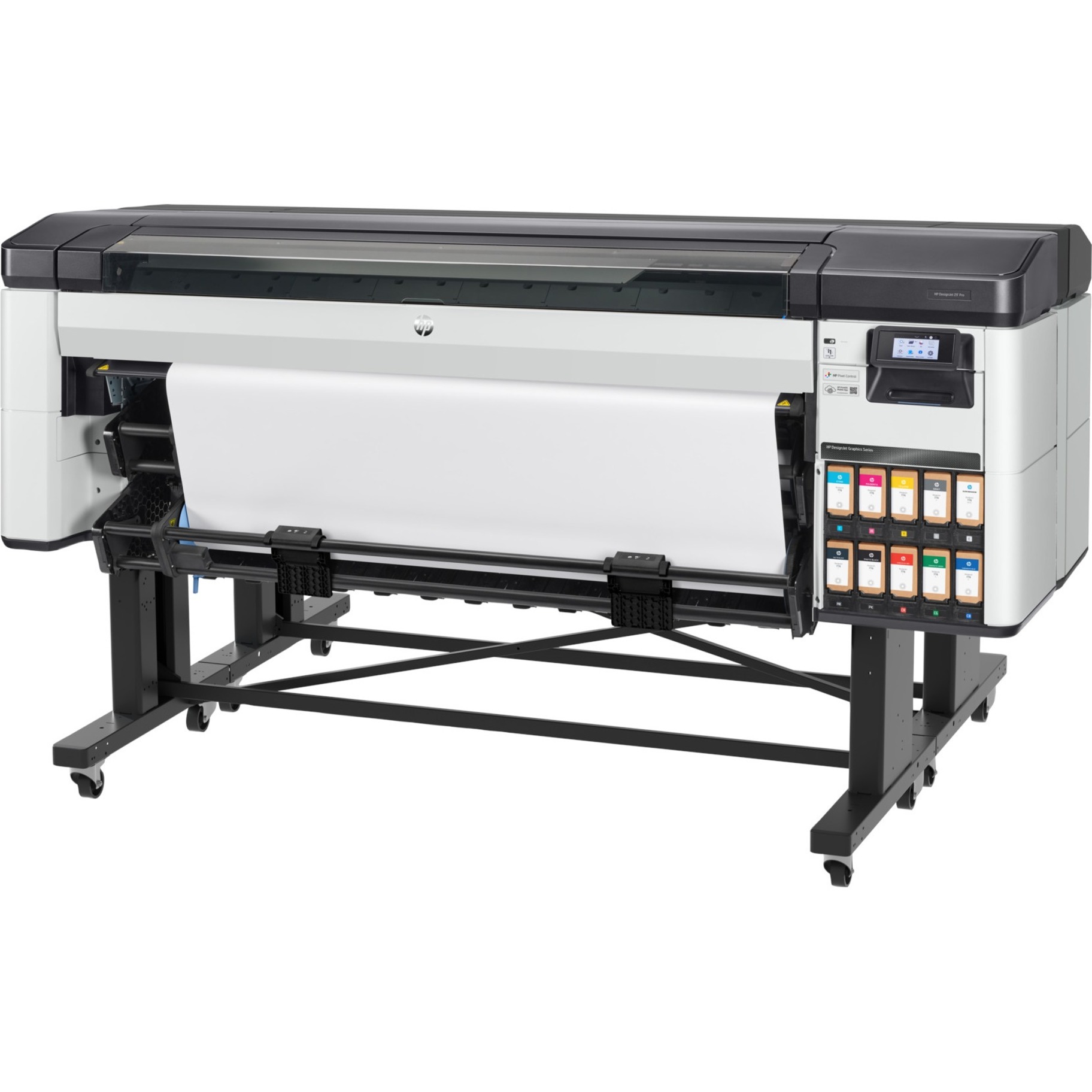 HP Designjet Z9+ Pro PostScript Inkjet Large Format Printer - 64" Print Width - Color - 9 Color(s) - 1055 ft²/h Mono Speed - 11355.9 ft²/h Color Speed - 2400 x 1200 dpi - Ethernet - Plain Paper, Canvas, Roll Paper, Banner, Coated Paper, Glossy Paper - Floor Standing Supported - Adobe PDF 1.7, Adobe PostScript 3, TIFF, JPEG, CALS/G4, HP GL/2, HP RTL — alternate image3