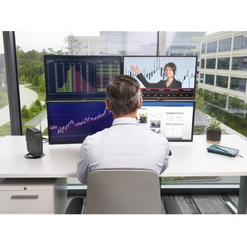 HP t740 Thin Client Ryzen V1756B Quad-core (4 Core) 3.25 GHz - TAA Compliant - AMD Chip - 16 GB RAM DDR4 SDRAM - 128 GB Flash - Gigabit Ethernet - DisplayPort - Network (RJ-45) - 7 Total USB Port(s) - 2 USB 2.0 Port(s) - USB Type-C - 90 W — alternate image2