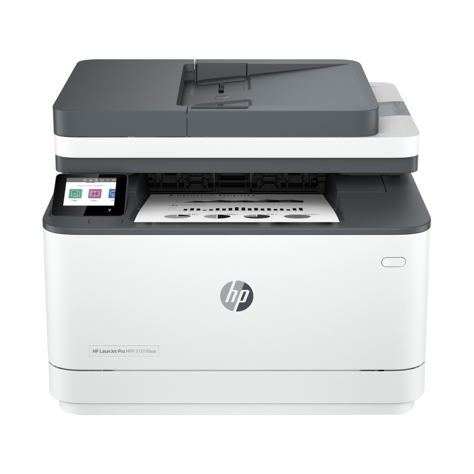 HP LaserJet Pro 3101fdw Wired & Wireless Laser Multifunction Printer - Monochrome - Copier/Fax/Printer/Scanner - 35 ppm Mono Print - 1200 x 1200 dpi Print - Automatic Duplex Print - Up to 50000 Pages Monthly - Color Flatbed Scanner - 1200 dpi Optical Scan - Monochrome Fax - Fast Ethernet - Wireless LAN - Apple AirPrint, Mopria, Wi-Fi Direct, HP Roam, HP Smart App - USB - For Plain Paper Print