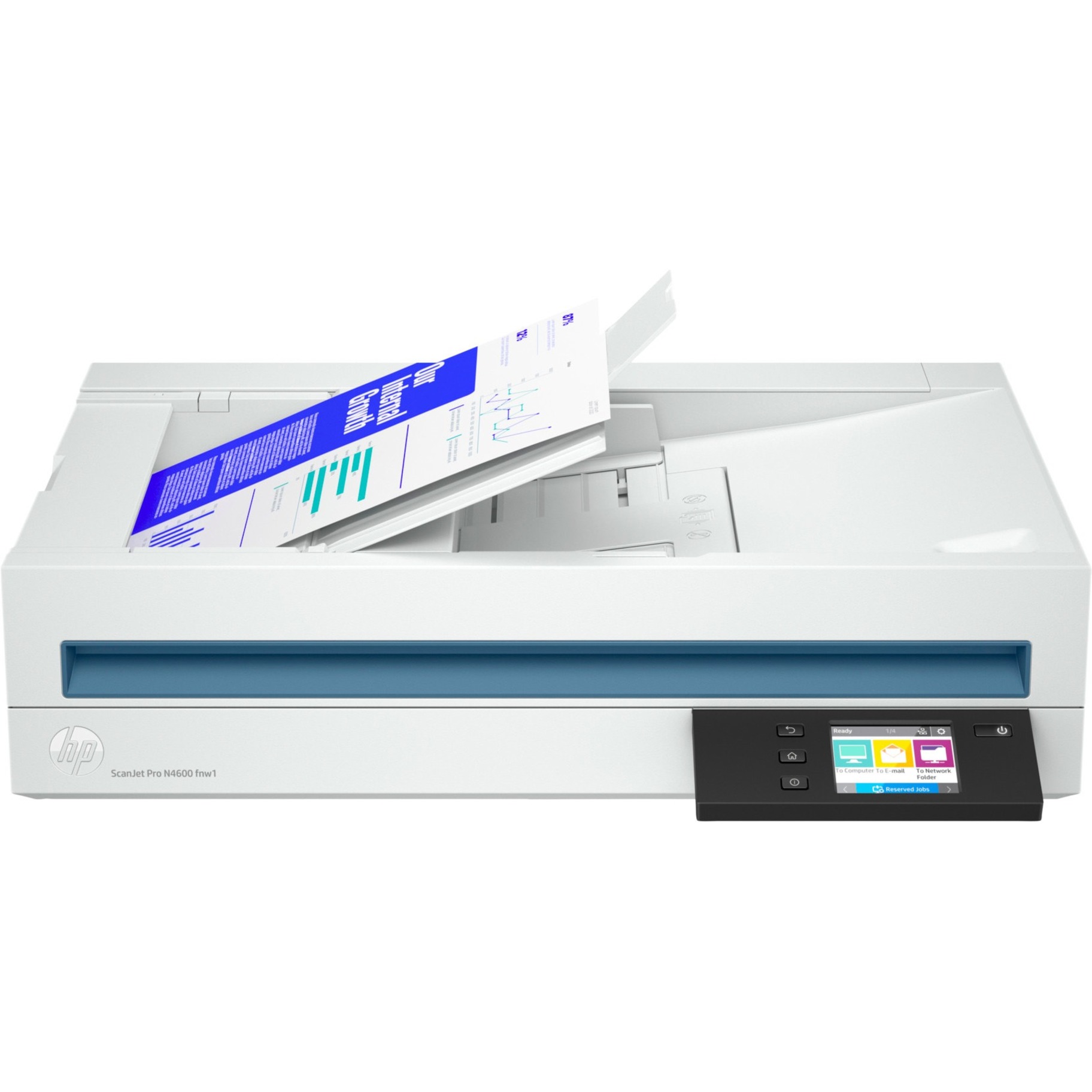 HP ScanJet Pro N4600 fnw1 Flatbed/ADF Scanner - 1200 dpi Optical - 48-bit Color - 8-bit Grayscale - 40 ppm (Mono) - 40 ppm (Color) - Duplex Scanning - USB — alternate image1
