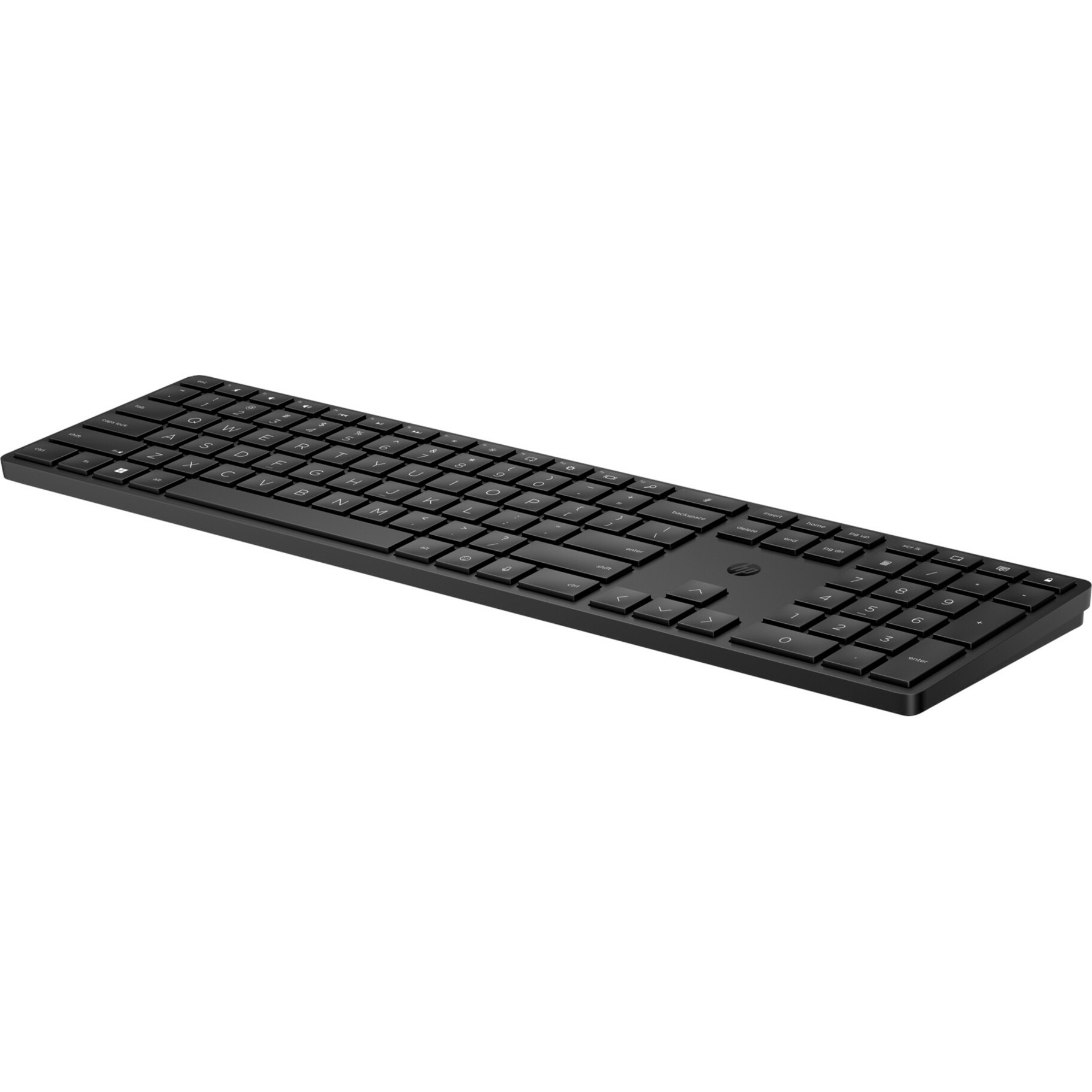 HP 455 Programmable Wireless Keyboard - Wireless Connectivity - RF - 2.40 MHz - English (US) - Notebook - PC - AA Battery Size Supported - Black — left