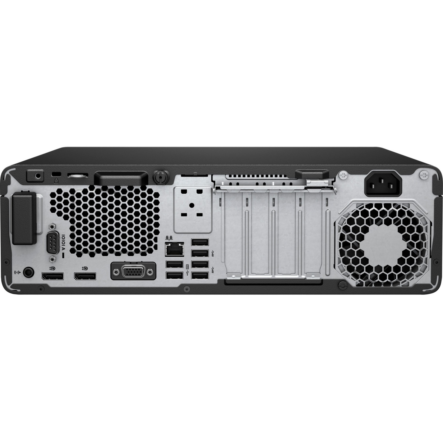 HP EliteDesk 800 G6 Desktop Computer - Intel Core i7 10th Gen i7-10700 - vPro Technology - 16 GB - 256 GB PCI Express NVMe 3.0 SSD - Small Form Factor - Intel Q470 Chip - Intel UHD Graphics 630 DDR4 SDRAM — rear