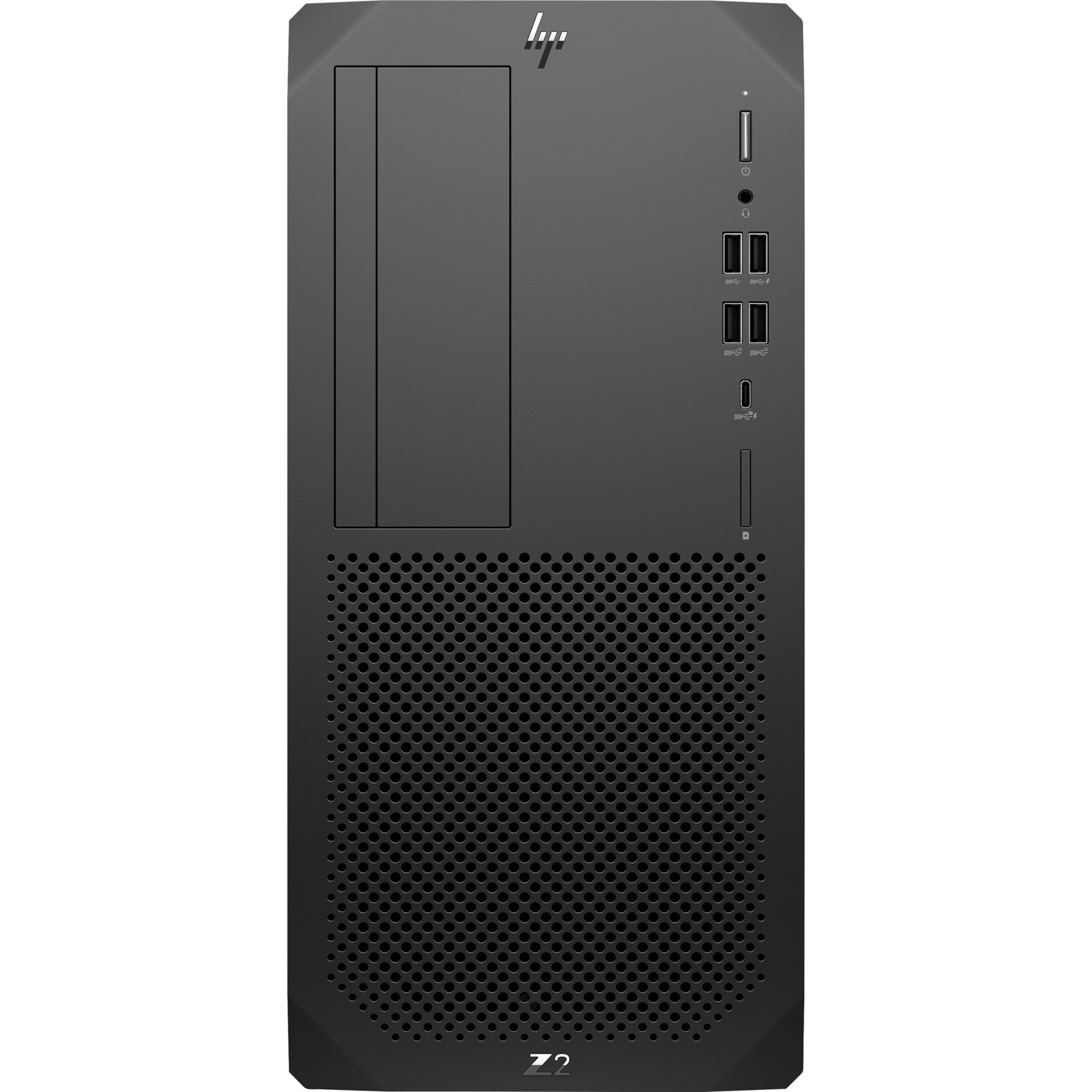 HP Z2 G8 Workstation - 1 Core i9 11th Gen i9-11900K - vPro Technology - 32 GB - 256 GB SSD - Tower - Black - Intel Chip - Serial ATA/600 Controller - 0, 1 RAID Levels - Intel Optane Memory Ready - Gigabit Ethernet — front