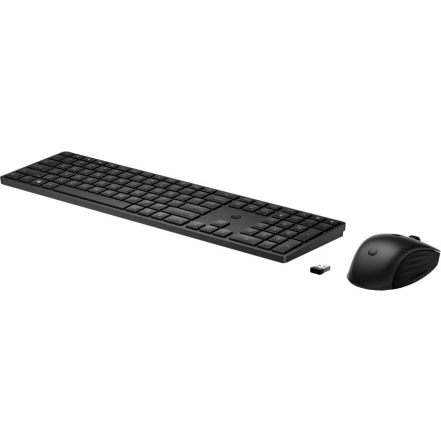 HP 655 Wireless Keyboard and Mouse Combo (4R009AA) - USB Type A Wireless RF Keyboard - Black - USB Type A Wireless RF Mouse - 4000 dpi - Black - Symmetrical - AA, AAA - Compatible with Notebook for PC