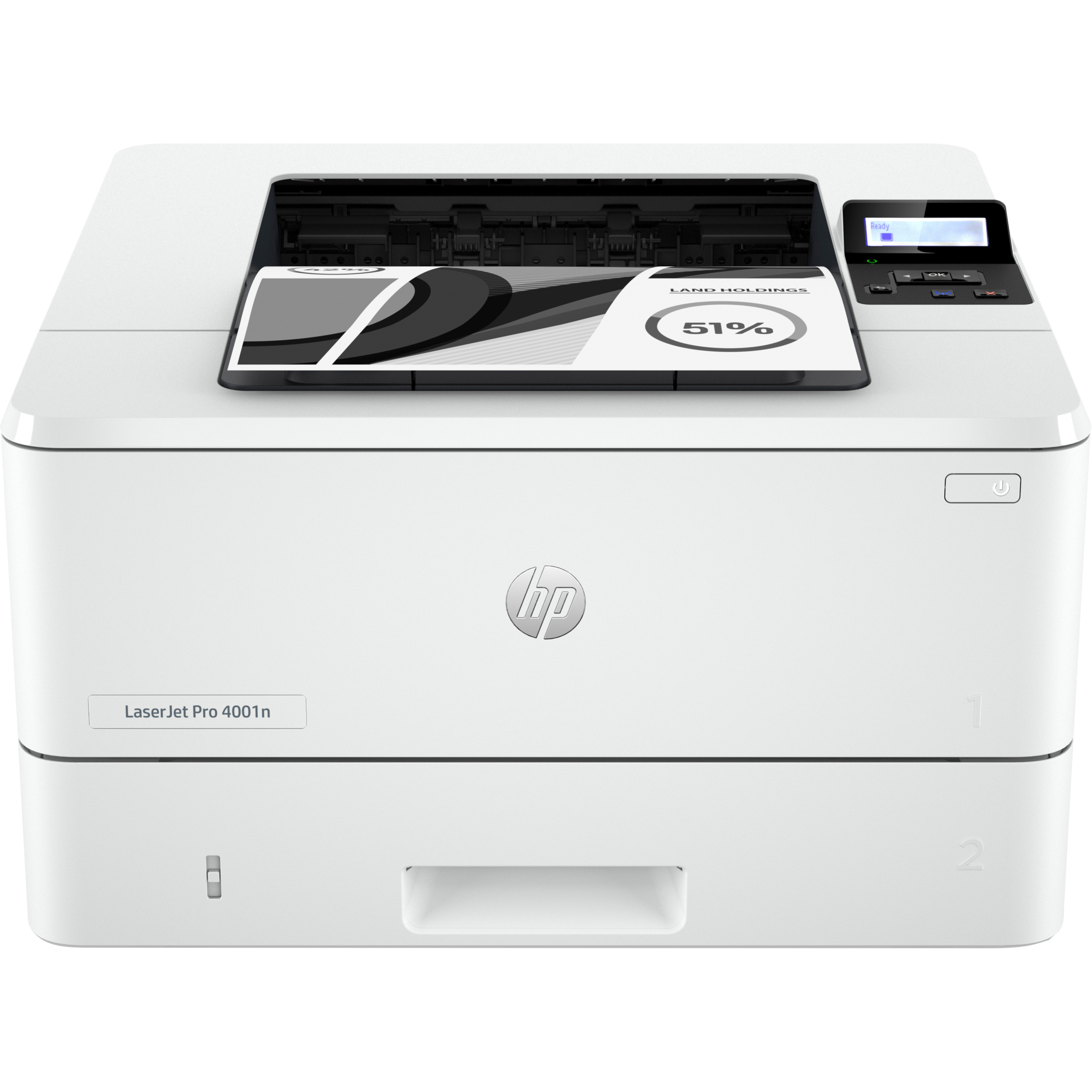 HP LaserJet Pro 4001n Printer - 63 ppm Mono - 4800 x 600 dpi Print - Manual Duplex Print - 350 Sheets Input - Ethernet - HP Smart App, Apple AirPrint, Mopria - 80000 Pages Duty Cycle - Plain Paper Print - Gigabit Ethernet - USB