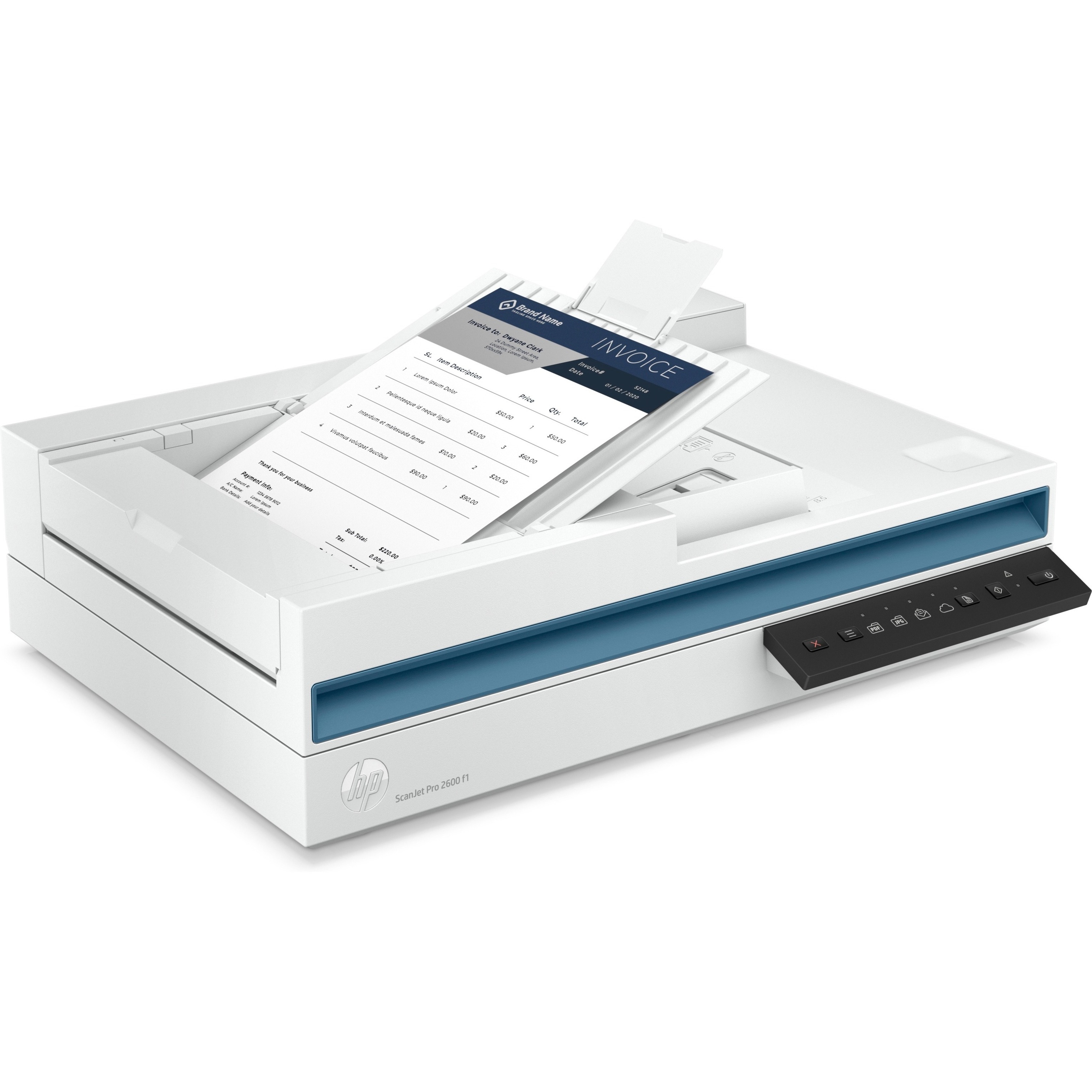 HP ScanJet Pro 2600 f1 ADF Scanner - 600 x 600 dpi Optical - 48-bit Color - 25 ppm (Mono) - 25 ppm (Color) - PC Free Scanning - Duplex Scanning - USB — alternate image1