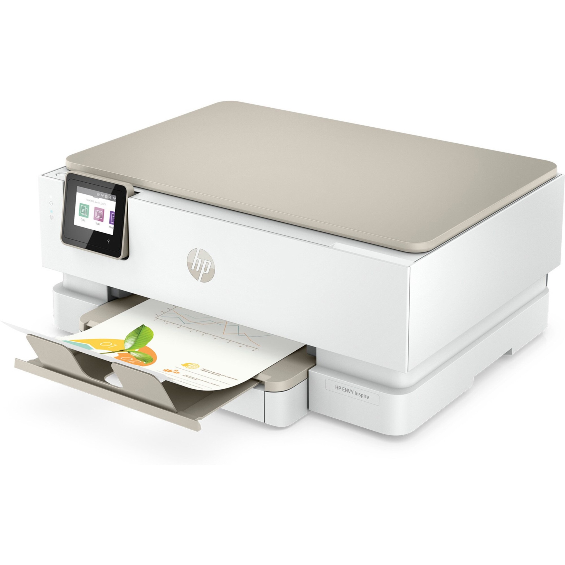HP ENVY Inspire 7220e Wireless Inkjet Multifunction Printer - Color - Portobello - Copier/Printer/Scanner - 22 ppm Mono/20 ppm Color Print - 4800 x 1200 dpi Print - Automatic Duplex Print - Up to 1000 Pages Monthly - Color Flatbed Scanner - 1200 dpi Optical Scan - Wireless LAN - HP Smart App, Apple AirPrint, Mopria Print Service, ChromeOS - USB - For Photo Print — leftmaximum