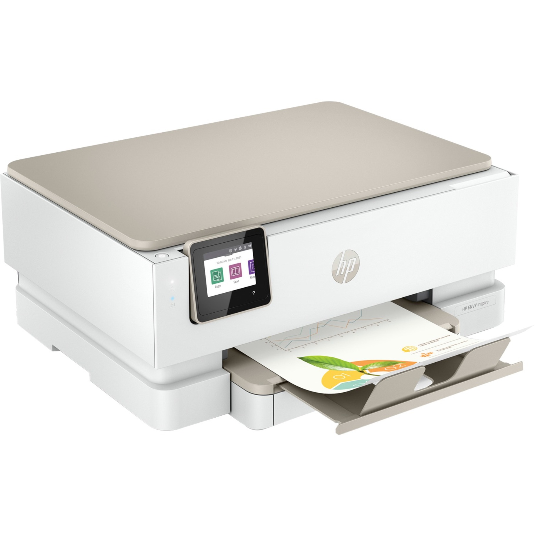 HP ENVY Inspire 7220e Wireless Inkjet Multifunction Printer - Color - Portobello - Copier/Printer/Scanner - 22 ppm Mono/20 ppm Color Print - 4800 x 1200 dpi Print - Automatic Duplex Print - Up to 1000 Pages Monthly - Color Flatbed Scanner - 1200 dpi Optical Scan - Wireless LAN - HP Smart App, Apple AirPrint, Mopria Print Service, ChromeOS - USB - For Photo Print — right