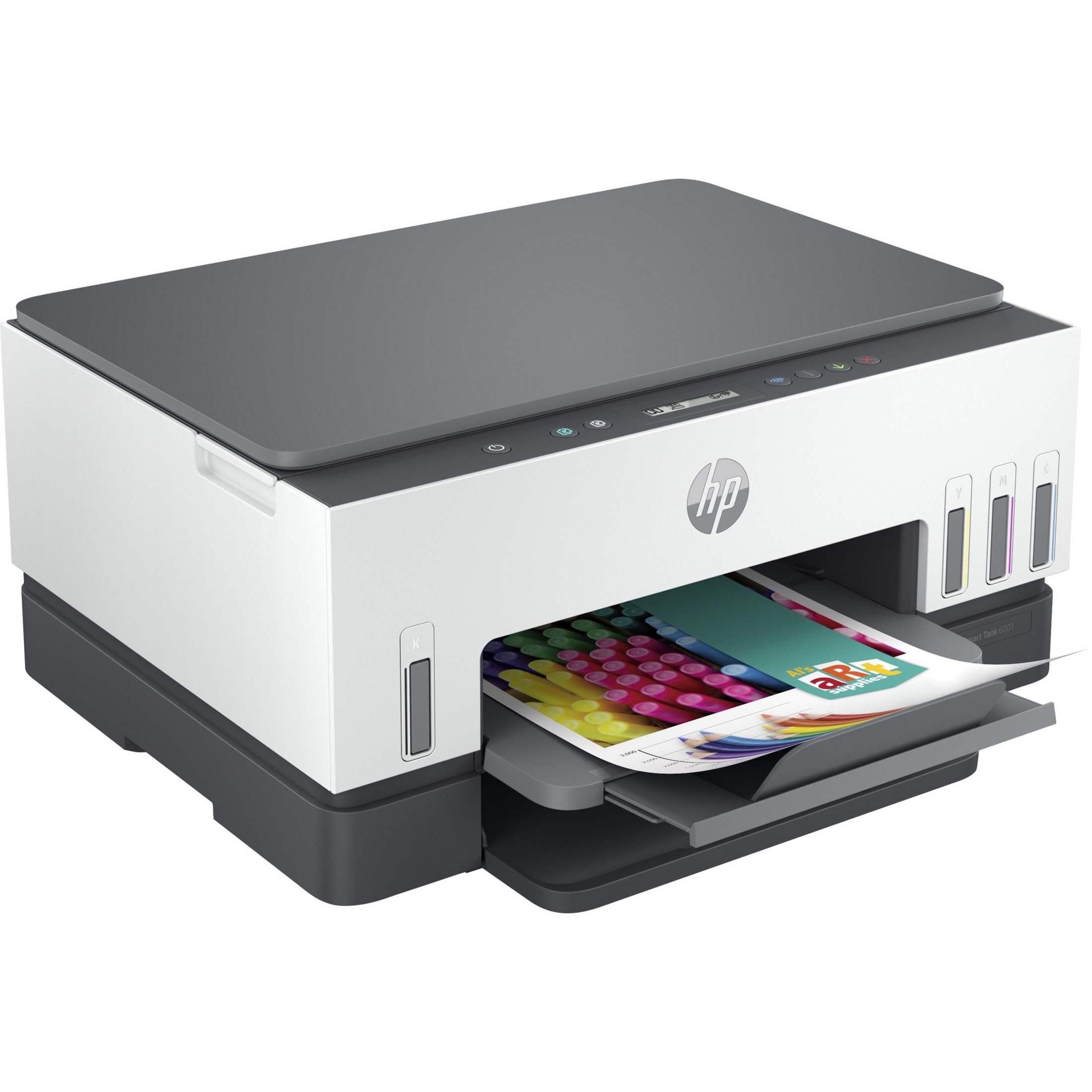 HP 6001 Wireless Smart Tank Inkjet Multifunction Printer - Color - Copier/Printer/Scanner - 4800 x 1200 dpi Print - Automatic Duplex Print - Up to 3000 Pages Monthly - Color Flatbed Scanner - 1200 dpi Optical Scan - Wireless LAN - Apple AirPrint, Mopria, HP Print Service Plugin, Wi-Fi Direct, Android Printing, HP Smart App - USB - For Plain Paper Print