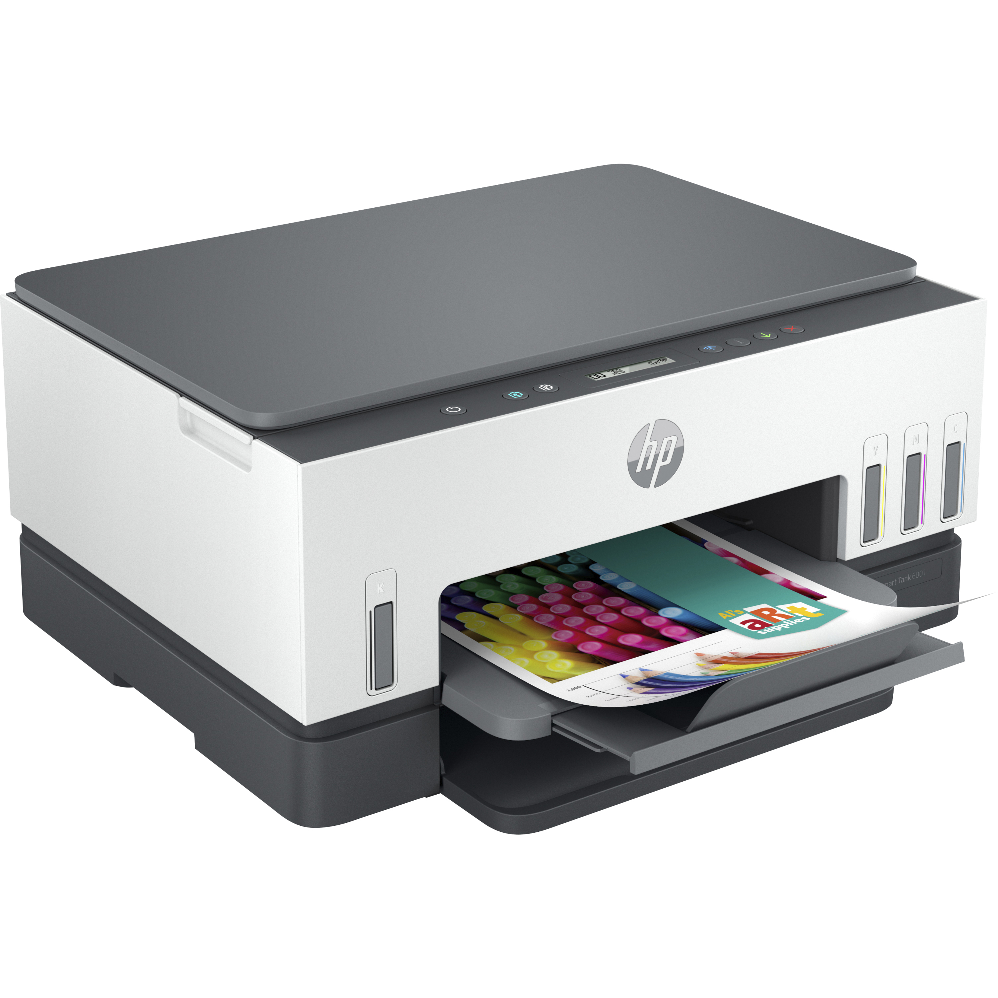 HP 6001 Wireless Smart Tank Inkjet Multifunction Printer - Color - Copier/Printer/Scanner - 4800 x 1200 dpi Print - Automatic Duplex Print - Up to 3000 Pages Monthly - Color Flatbed Scanner - 1200 dpi Optical Scan - Wireless LAN - Apple AirPrint, Mopria, HP Print Service Plugin, Wi-Fi Direct, Android Printing, HP Smart App - USB - For Plain Paper Print