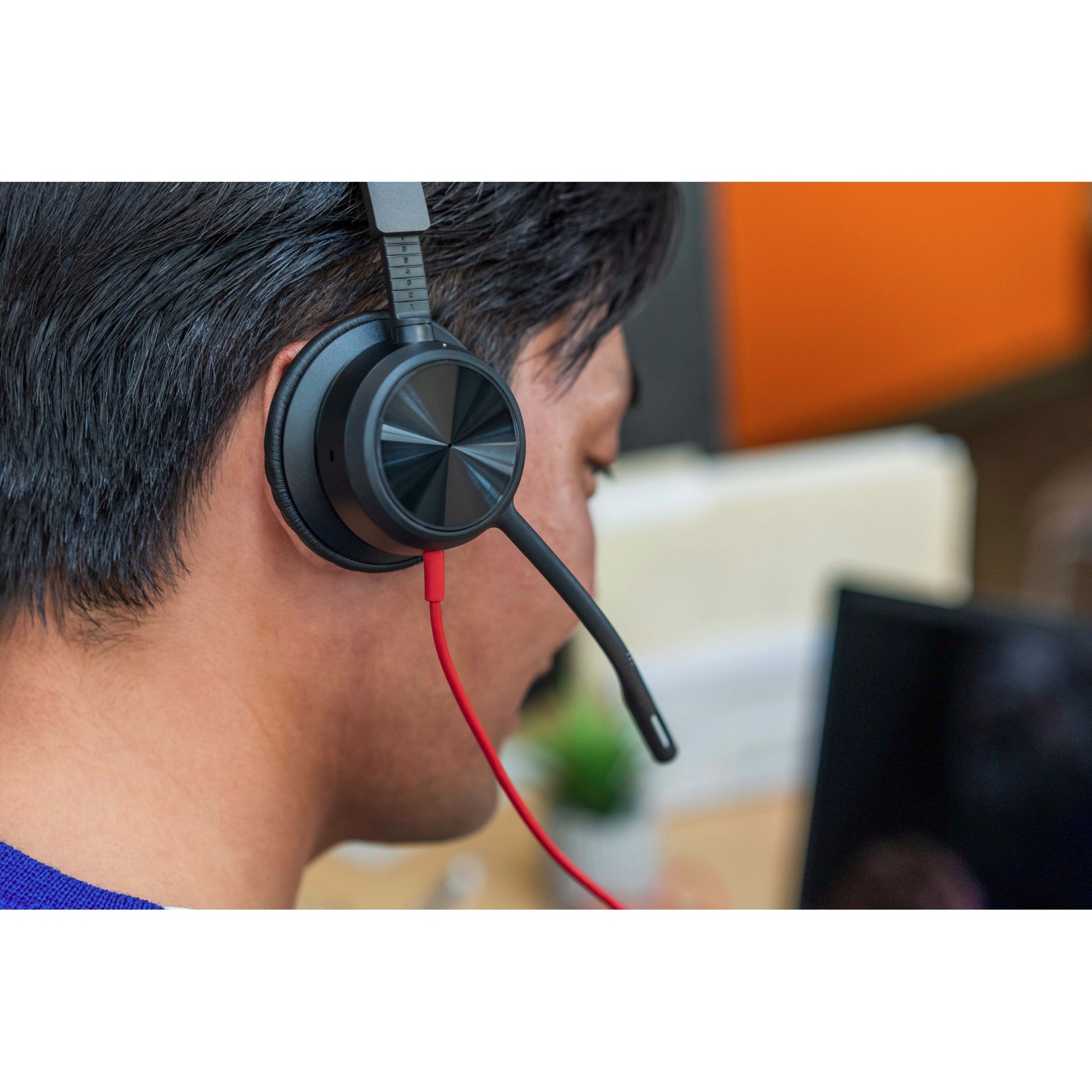 Poly Blackwire 8225 USB-A Headset - Microsoft Teams Certification - Stereo - Mini-phone (3.5mm), USB Type A - Wired - 32 Ohm - 20 Hz to 20 kHz - Over-the-head, On-ear - Binaural - Supra-aural - 7.19 ft Cable - Omni-directional, Noise Cancelling, Uni-directional, Directional, MEMS Technology Microphone - Noise Canceling - Black — alternate image2