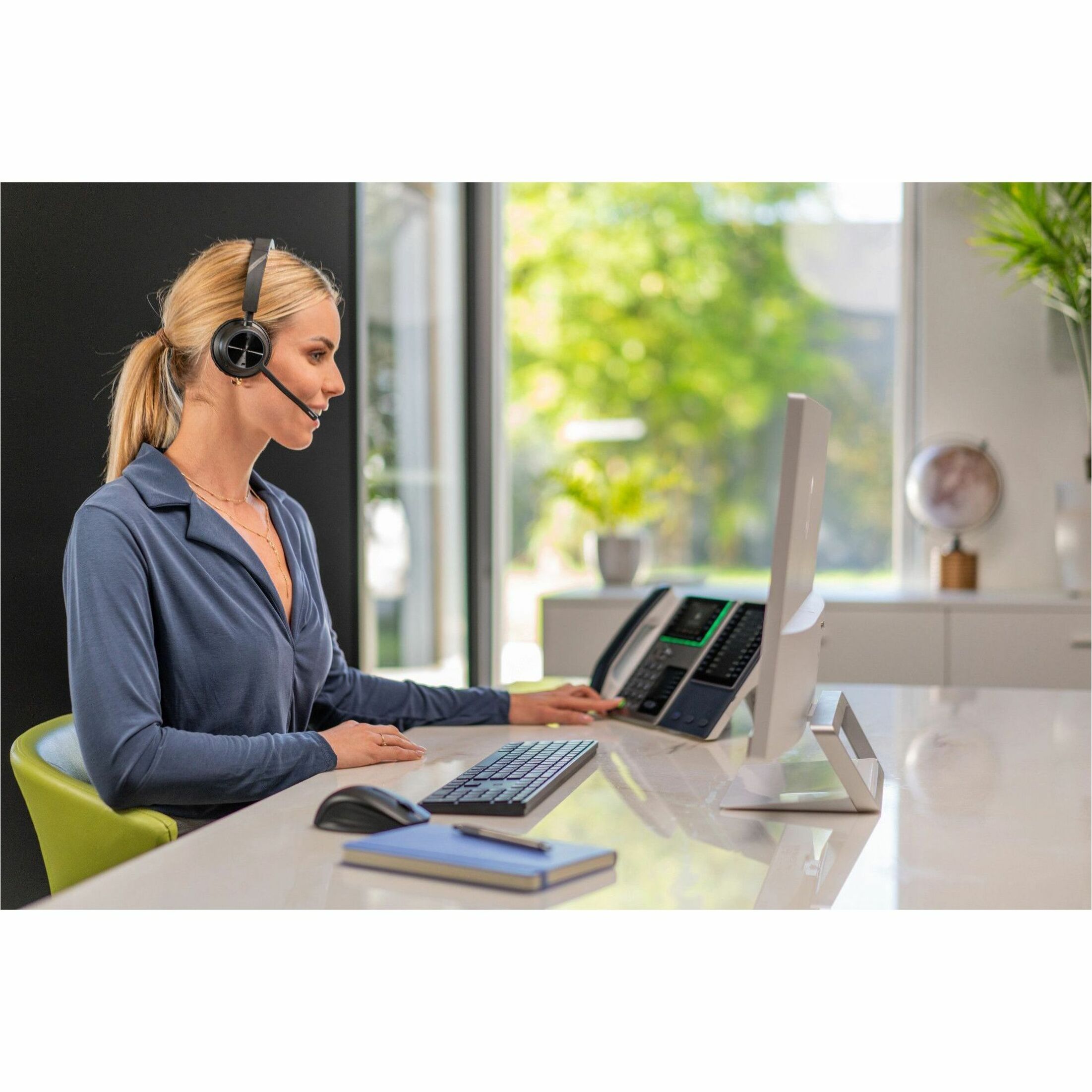 Poly Voyager 4320 UC Stereo USB-A Headset + BT700 USB-A Adapter + Charging Stand - Microsoft Teams Certification - Siri, Google Assistant - Stereo - USB Type A - Wired/Wireless - Bluetooth - 298.6 ft - 20 Hz to 20 kHz - Over-the-head, On-ear - Binaural - Supra-aural - 4.92 ft Cable - Electret Condenser, MEMS Technology, Noise Cancelling Microphone - Noise Canceling - Black — life style