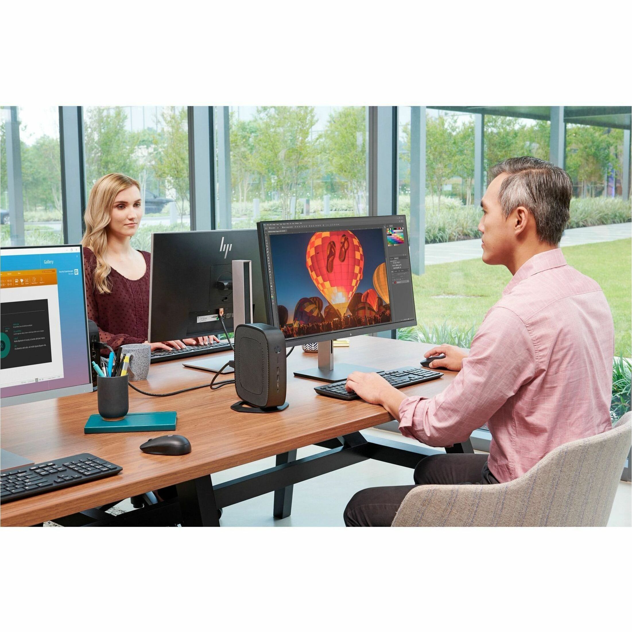 HP t740 Small Form Factor Thin Client - AMD Ryzen V1756B Quad-core (4 Core) 3.25 GHz - AMD Chip - 8 GB RAM DDR4 SDRAM - 32 GB Flash - AMD Radeon Vega 8 Graphics - DisplayPort - 7 Total USB Port(s) - 2 USB 2.0 Port(s) - USB Type-C - 90 W — alternate image1