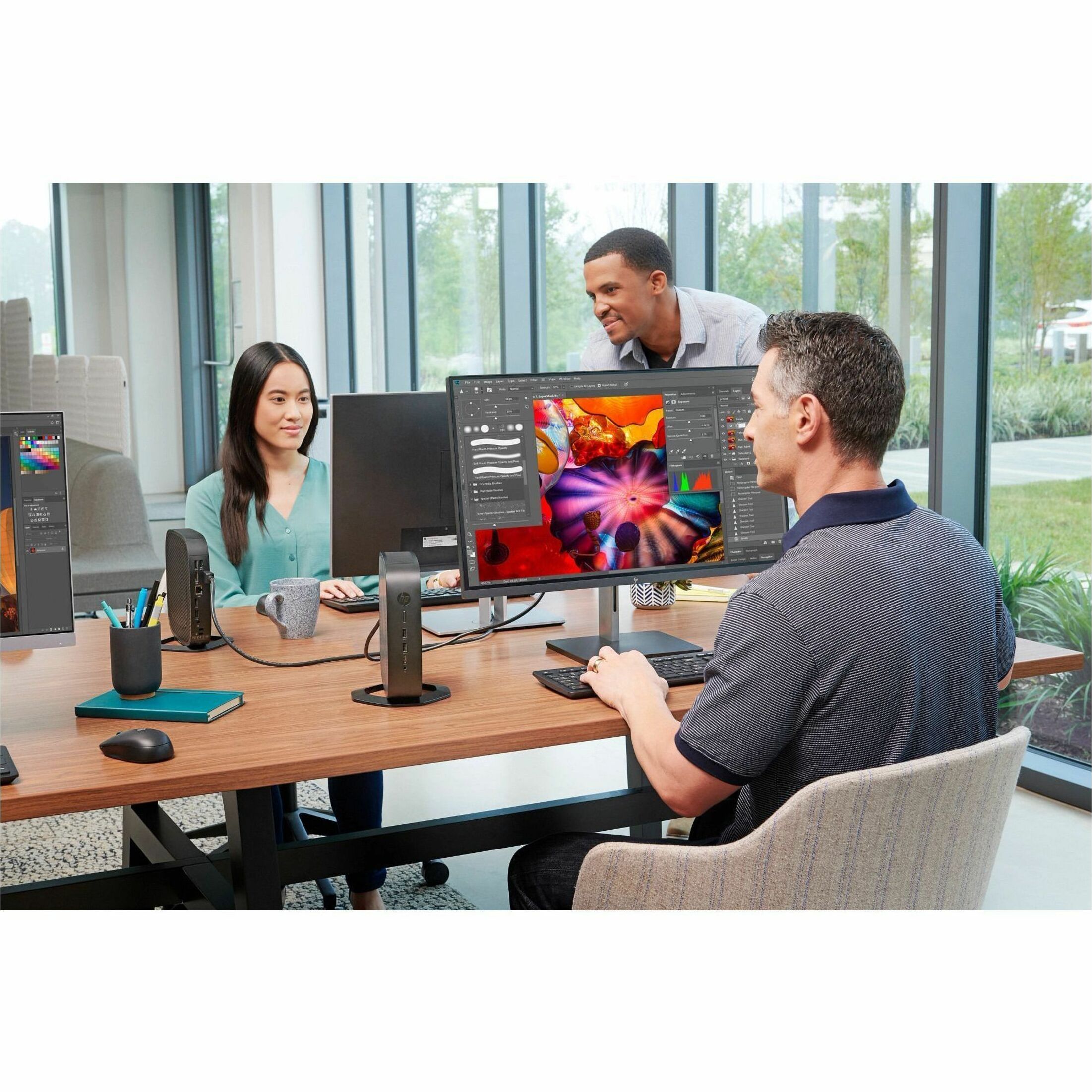 HP t740 Small Form Factor Thin Client - AMD Ryzen V1756B Quad-core (4 Core) 3.25 GHz - AMD Chip - 8 GB RAM DDR4 SDRAM - 32 GB Flash - AMD Radeon Vega 8 Graphics - DisplayPort - 7 Total USB Port(s) - 2 USB 2.0 Port(s) - USB Type-C - 90 W — alternate image2