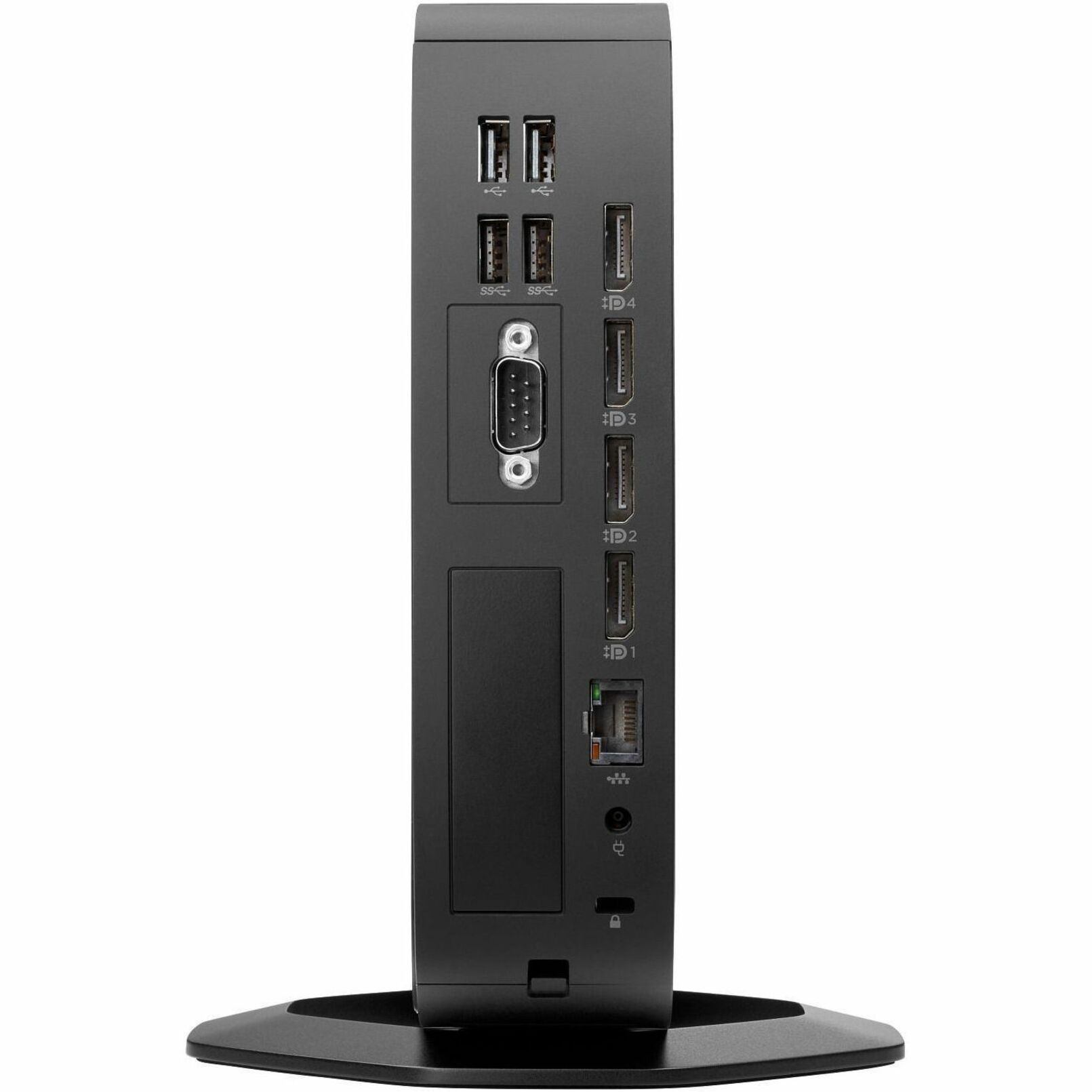 HP t740 Small Form Factor Thin Client - AMD Ryzen V1756B Quad-core (4 Core) 3.25 GHz - AMD Chip - 8 GB RAM DDR4 SDRAM - 32 GB Flash - AMD Radeon Vega 8 Graphics - DisplayPort - 7 Total USB Port(s) - 2 USB 2.0 Port(s) - USB Type-C - 90 W — rear