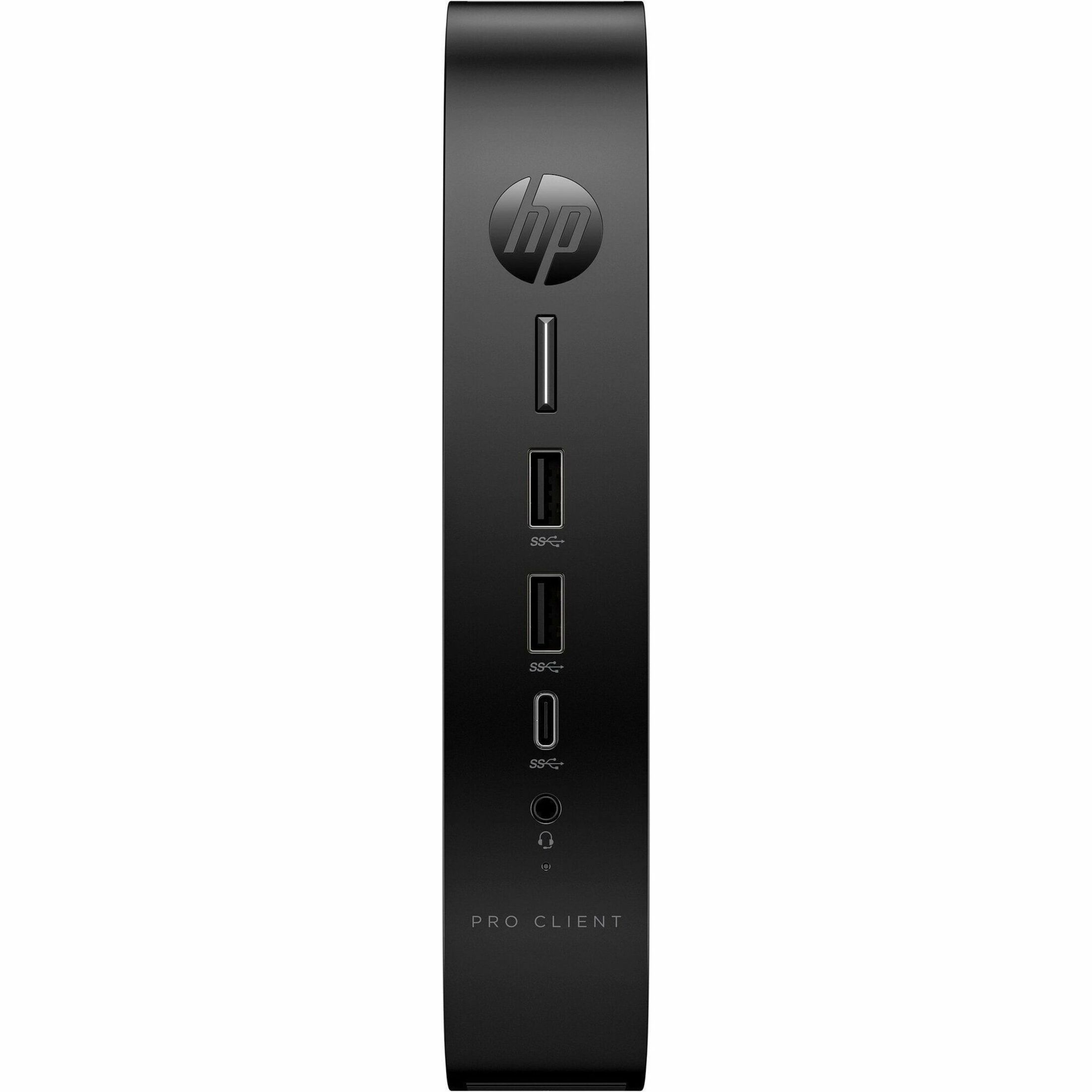 HP Pro t550 Thin Client Celeron J6412 Quad-core (4 Core) 2 GHz - TAA Compliant - Intel Chip - 4 GB RAM DDR4 SDRAM - DDR4-3200/PC4-25600 - 32 GB Flash - Gigabit Ethernet - HP Smart Zero Core - DisplayPort - Network (RJ-45) - 7 Total USB Port(s) - 2 USB 2.0 Port(s) - USB Type-C - 45 W — front