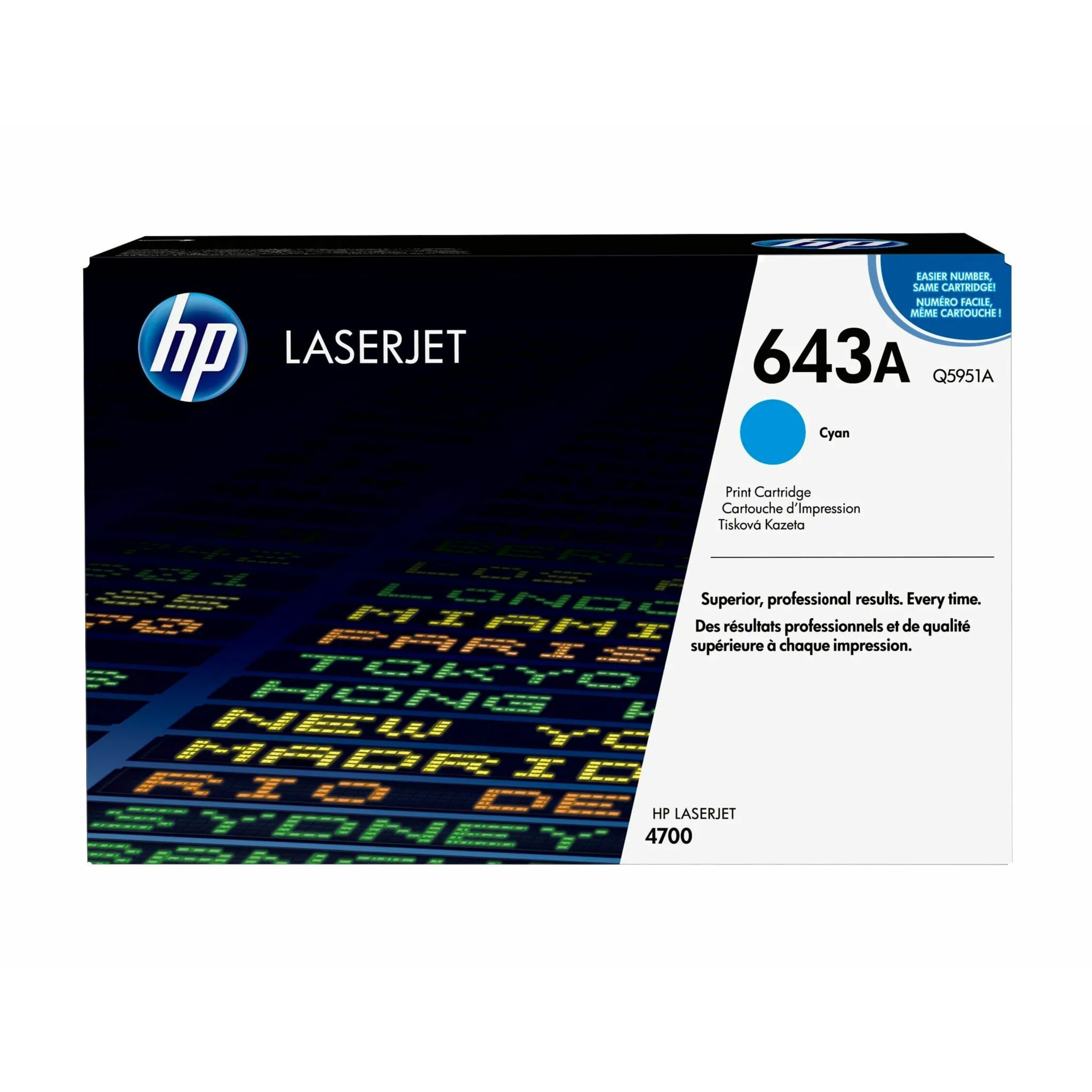 HP 643A (Q5951A) Original Standard Yield Laser Toner Cartridge - Single Pack - Cyan - 1 Each - 10000 Pages