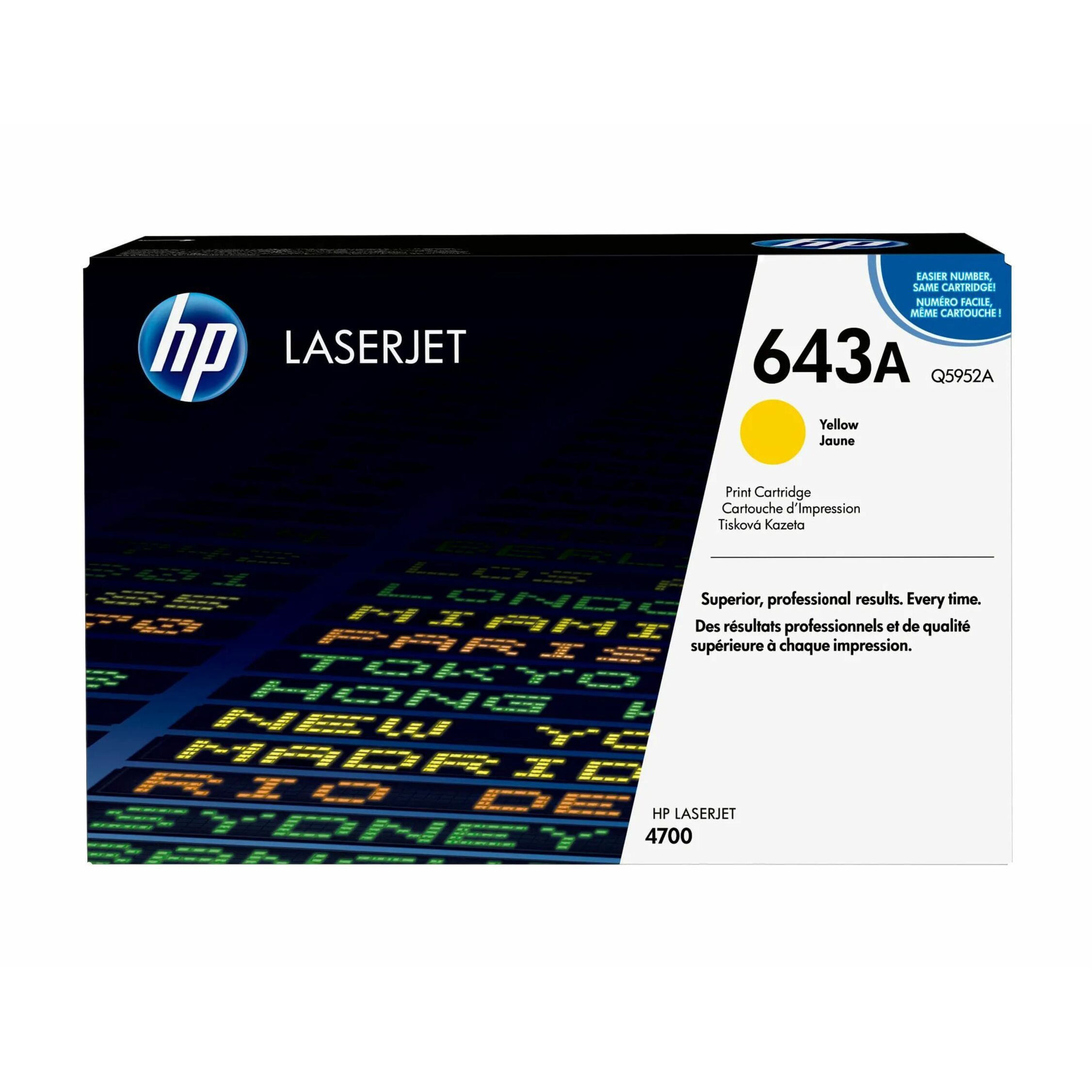 HP 643A (Q5952A) Original Laser Toner Cartridge - Single Pack - Yellow - 1 Each - 10000 Pages