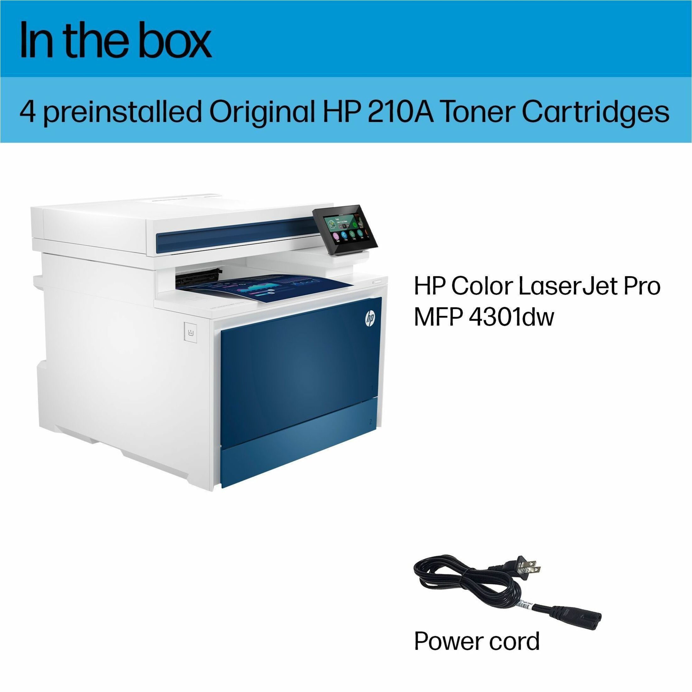 HP LaserJet Pro 4301dw Wireless Laser Multifunction Printer - Color - Copier/Printer/Scanner - 40 ppm Mono/40 ppm Color Print - 600 x 600 dpi Print - Automatic Duplex Print - Up to 50000 Pages Monthly - Color Flatbed Scanner - 600 x 600 dpi Optical Scan - Gigabit Ethernet - Wireless LAN - Wi-Fi Direct, HP Smart App, Apple AirPrint, Mopria - USB - For Plain Paper Print - 1 Each — alternate image3