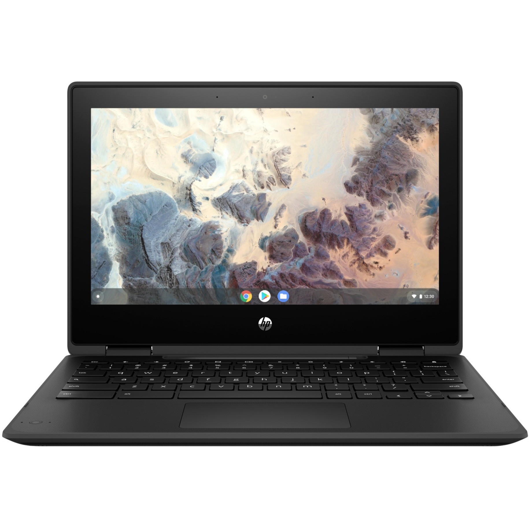 HP Chromebook x360 11 G4 EE 11.6" Touchscreen Rugged Convertible 2 in 1 Chromebook - HD - 60 Hz - Intel Celeron N4500 - 4 GB - 32 GB Flash Memory - Intel Chip - 1366 x 768 - ChromeOS - Intel UHD Graphics - BrightView, In-plane Switching (IPS) Technology - Front Camera/Webcam - 12 Hours Battery Run Time - IEEE 802.11ax Wireless LAN Standard — frontmaximum