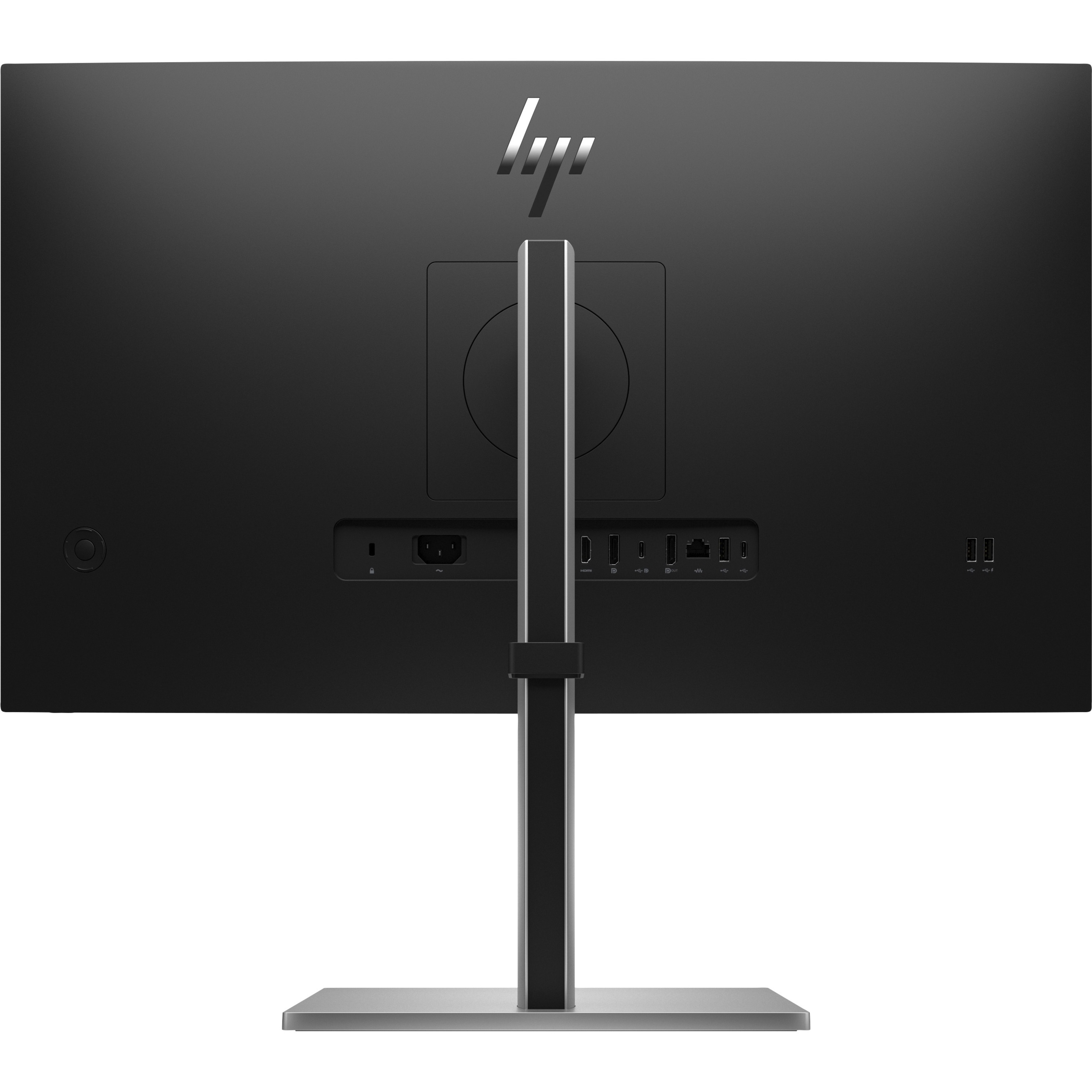 HP E27u G5 27" Class WQHD LCD Monitor - 16:9 - Black, Silver - 27" Viewable - In-plane Switching (IPS) Technology - Edge LED Backlight - 2560 x 1440 - 350 Nit - 5 ms - 75 Hz Refresh Rate - Height, Tilt, Pivot, Swivel - USB Type-C - HDMI - DisplayPort - VESA Mount Compatible - USB Hub — rear