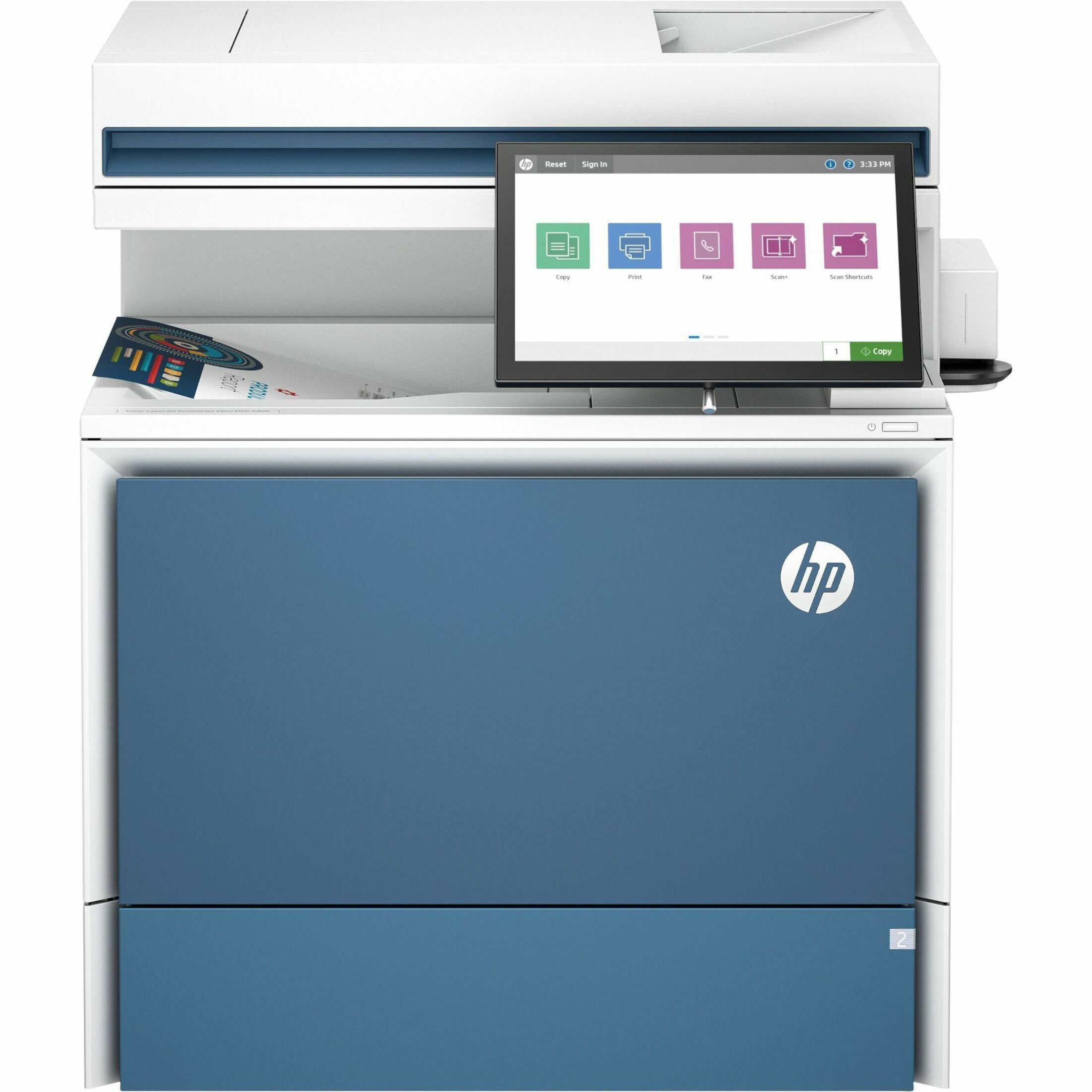 HP LaserJet Enterprise 5800zf Wired Laser Multifunction Printer - Color - Copier/Fax/Printer/Scanner - 45 ppm Mono/45 ppm Color Print - 1200 x 1200 dpi Print - Automatic Duplex Print - Up to 80000 Pages Monthly - Color Flatbed, ADF, CIS Scanner - 600 dpi Optical Scan - Monochrome Fax - Gigabit Ethernet - Apple AirPrint, Mopria, HP ePrint, HP Web Jetadmin, Near Field Communication (NFC) - USB - For Plain Paper Print — alternate image1