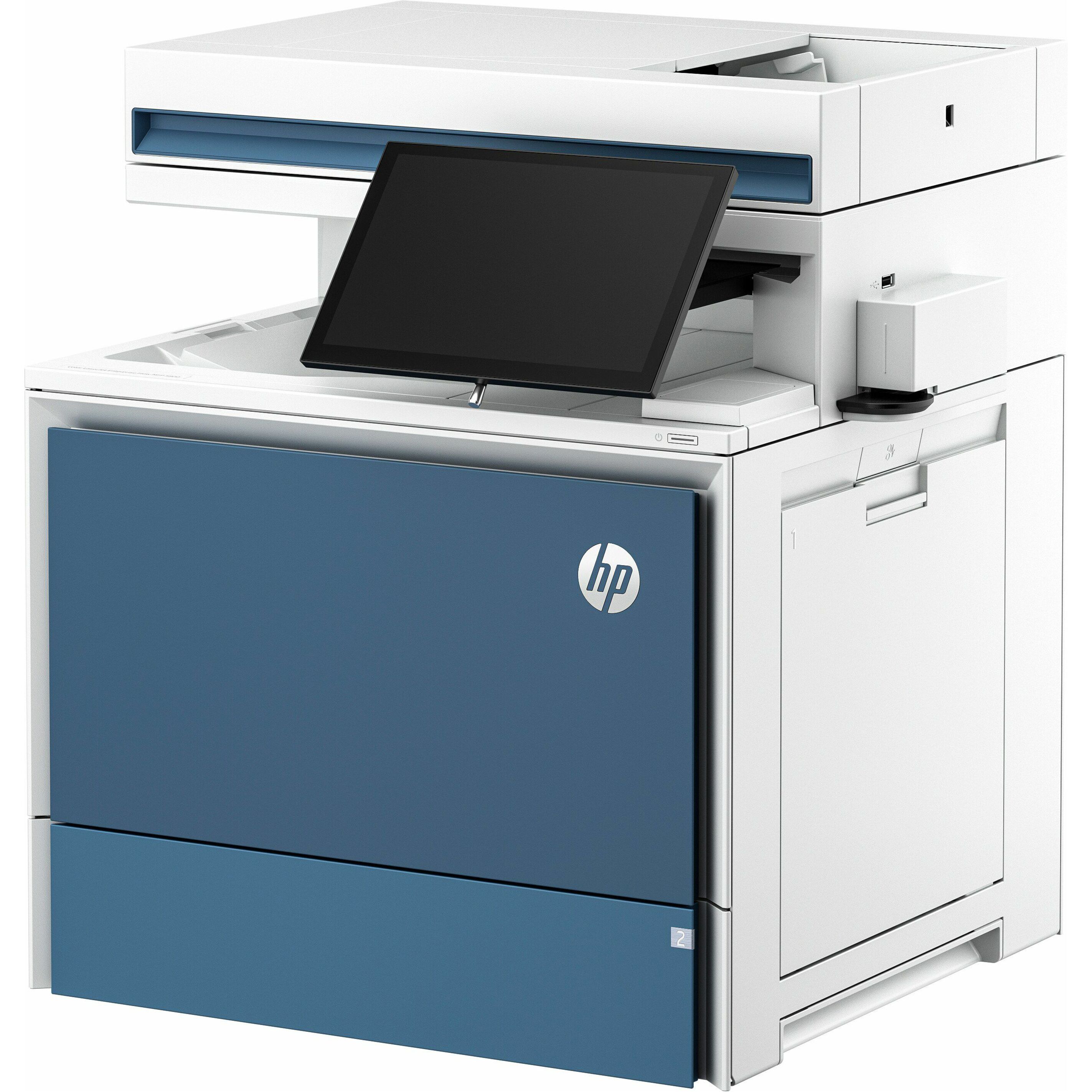 HP LaserJet Enterprise 5800zf Wired Laser Multifunction Printer - Color - Copier/Fax/Printer/Scanner - 45 ppm Mono/45 ppm Color Print - 1200 x 1200 dpi Print - Automatic Duplex Print - Up to 80000 Pages Monthly - Color Flatbed, ADF, CIS Scanner - 600 dpi Optical Scan - Monochrome Fax - Gigabit Ethernet - Apple AirPrint, Mopria, HP ePrint, HP Web Jetadmin, Near Field Communication (NFC) - USB - For Plain Paper Print