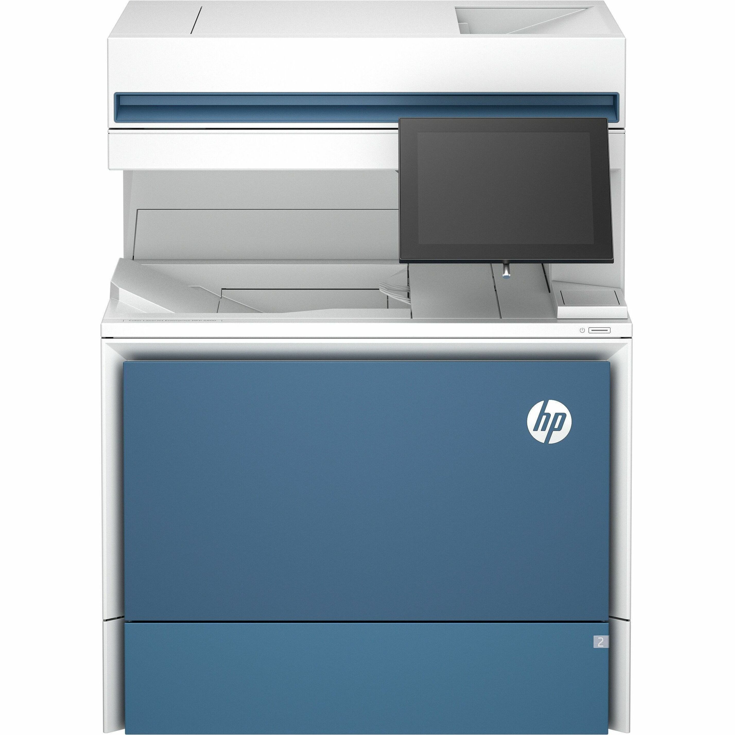 HP LaserJet Enterprise 6800dn Wired Laser Multifunction Printer - Copier/Printer/Scanner - 55 ppm Mono/55 ppm Color Print - 1200 x 1200 dpi Print - Automatic Duplex Print - Up to 100000 Pages Monthly - Color Flatbed, ADF, CIS Scanner - 600 dpi Optical Scan - Gigabit Ethernet - Apple AirPrint, Mopria, HP Web Jetadmin - USB - For Plain Paper Print — frontmaximum
