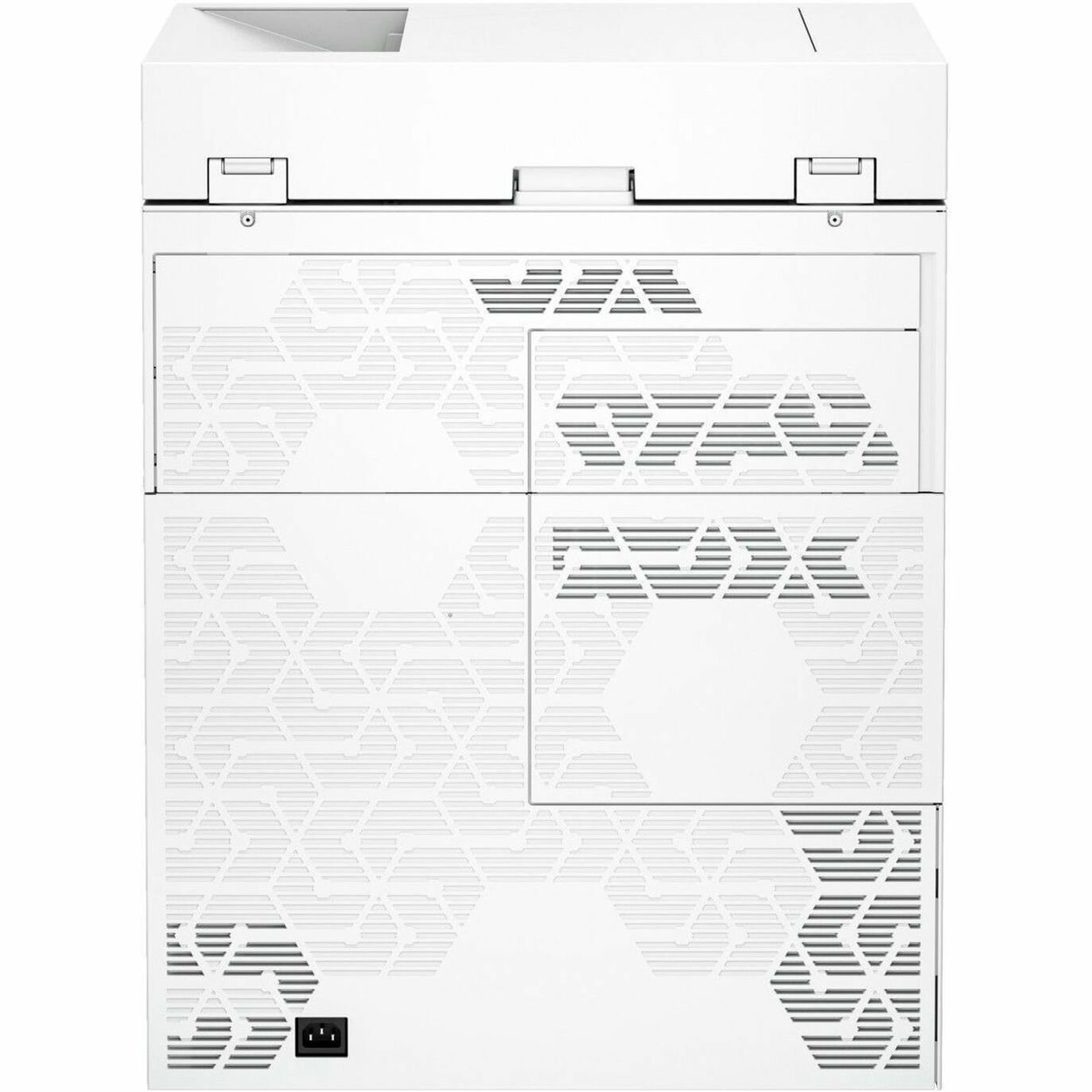 HP LaserJet Enterprise 6800dn Wired Laser Multifunction Printer - Copier/Printer/Scanner - 55 ppm Color Print - 1200 x 1200 dpi Print - Automatic Duplex Print - Up to 100000 Pages Monthly - Color Flatbed, ADF, CIS Scanner - 600 dpi Optical Scan - Gigabit Ethernet - Apple AirPrint, Mopria, HP ePrint, HP Web Jetadmin - USB - For Plain Paper Print — rear