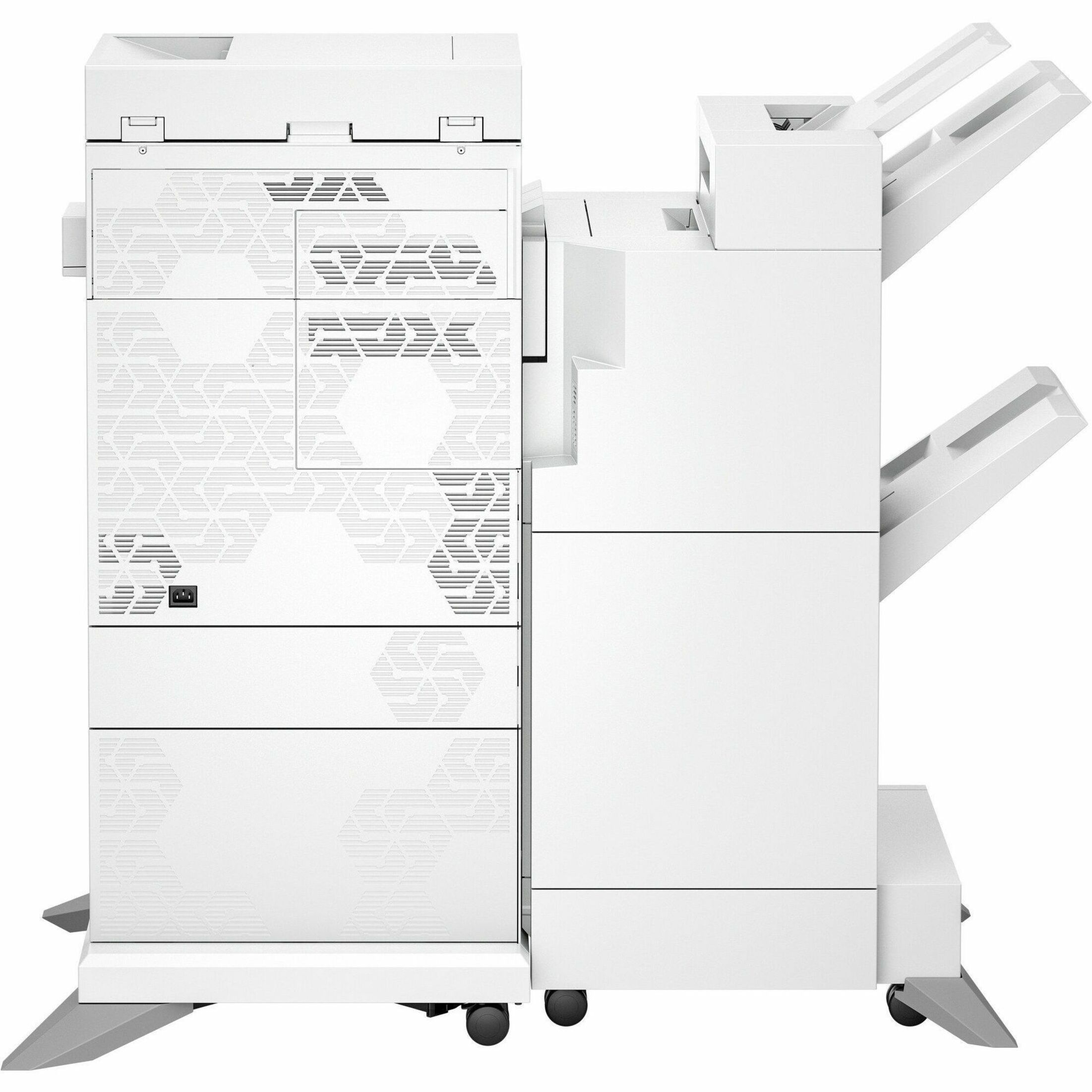 HP LaserJet Enterprise 6800zfw+ Wired Laser Multifunction Printer - Color - Copier/Fax/Printer/Scanner - 55 ppm Color Print - 1200 x 1200 dpi Print - Automatic Duplex Print - Up to 100000 Pages Monthly - Color Flatbed Scanner - 600 dpi Optical Scan - Color Fax - Gigabit Ethernet - USB - For Plain Paper Print — rear