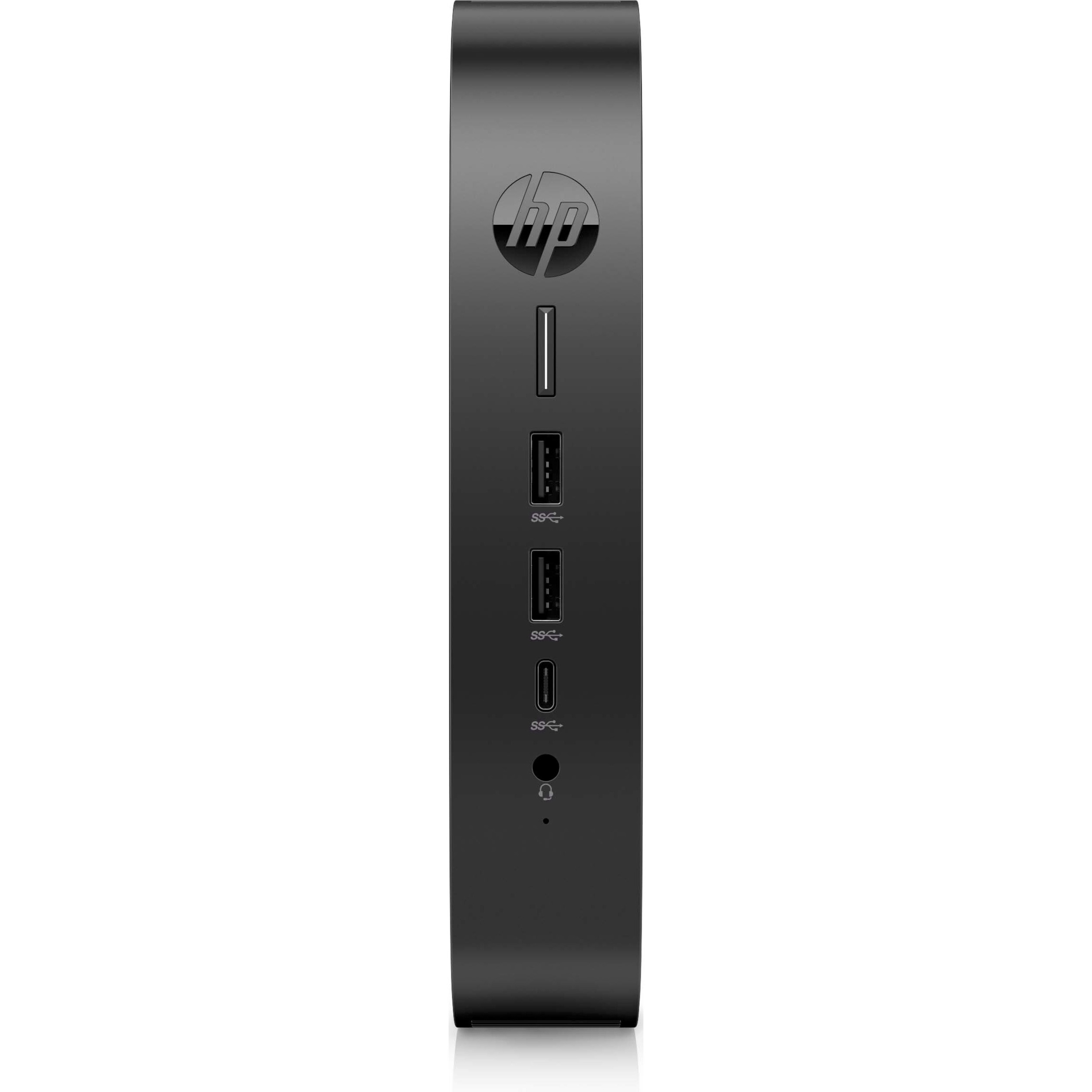 HP Elite t655 Thin Client Ryzen R2314 Quad-core (4 Core) 2.10 GHz - TAA Compliant - AMD Chip - 8 GB RAM DDR4 SDRAM - DDR4-3200/PC4-25600 - 384 GB SSD - Gigabit Ethernet - Windows 10 IoT Enterprise - DisplayPort - Network (RJ-45) - 7 Total USB Port(s) - 2 USB 2.0 Port(s) - USB Type-C - 45 W — front