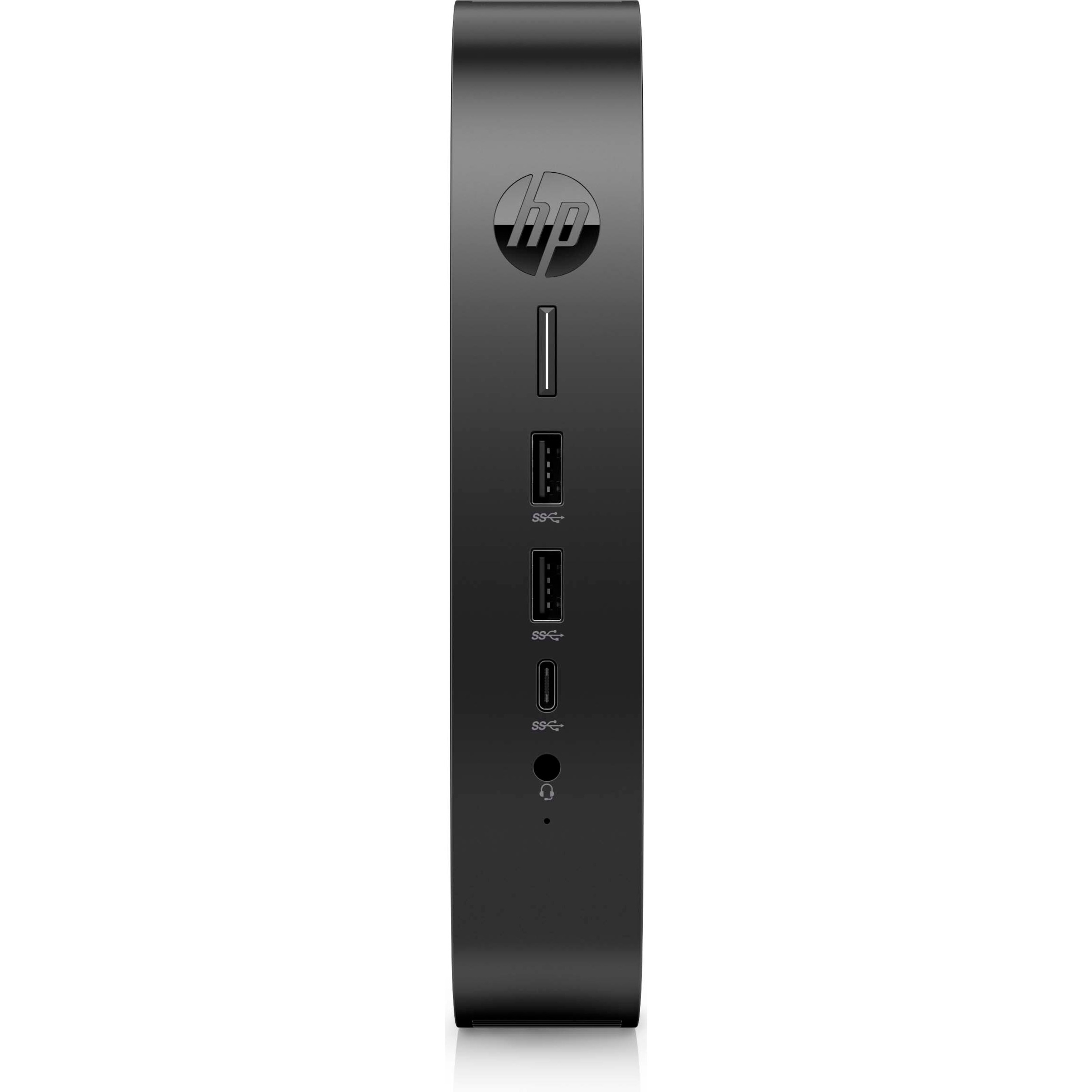 HP Elite t655 Thin Client Ryzen R2314 Quad-core (4 Core) 2.10 GHz - AMD Chip - 8 GB RAM DDR4 SDRAM - 32 GB Flash - Gigabit Ethernet - HP ThinPro - DisplayPort - Network (RJ-45) - 6 Total USB Port(s) - USB Type-C - 45 W — frontmaximum