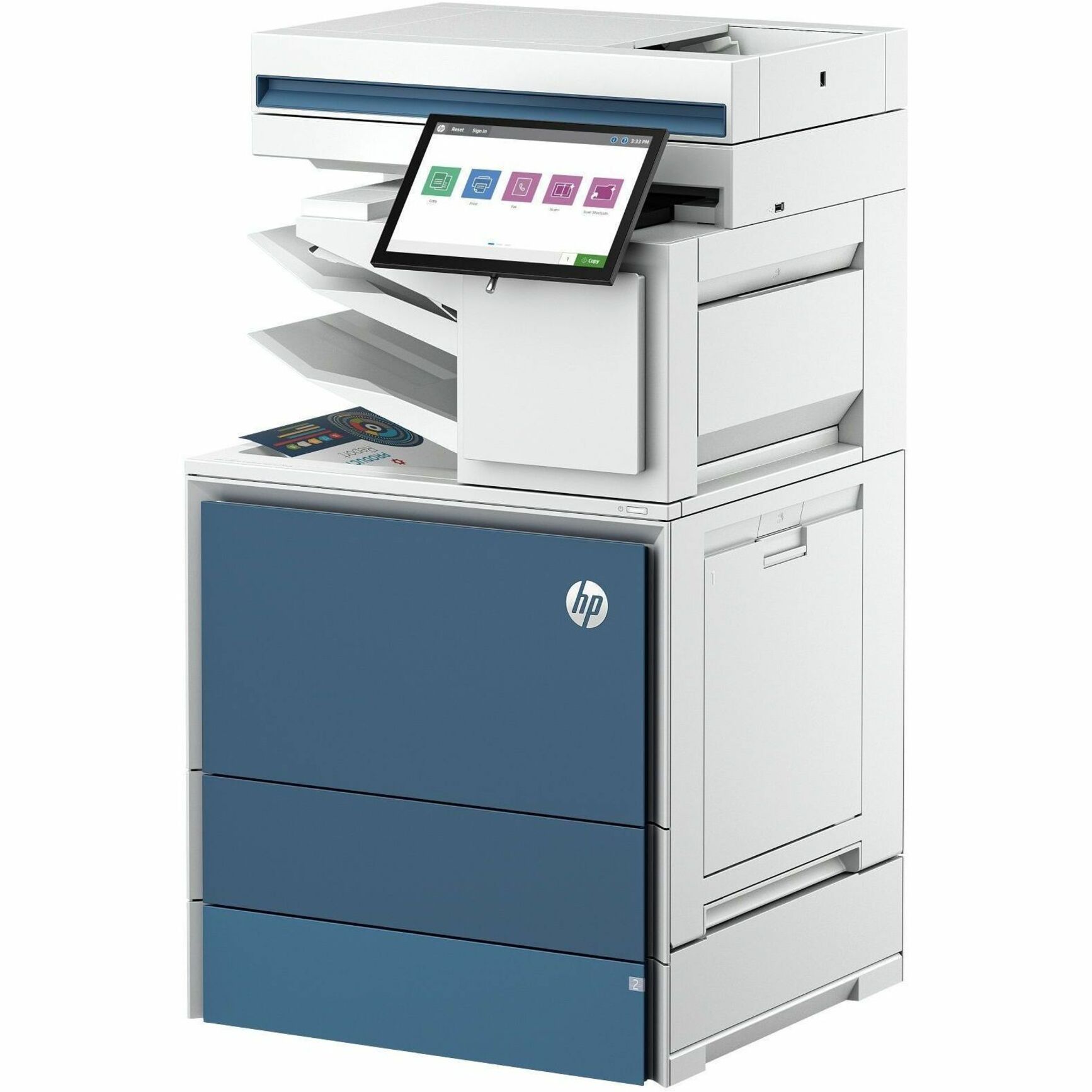 HP LaserJet Enterprise X57945zs Wired Laser Multifunction Printer - Color - Copier/Printer/Scanner - 1200 x 1200 dpi Print - Automatic Duplex Print - Up to 120000 Pages Monthly - Color Flatbed Scanner - 600 dpi Optical Scan - Gigabit Ethernet - USB - For Plain Paper Print — leftmaximum