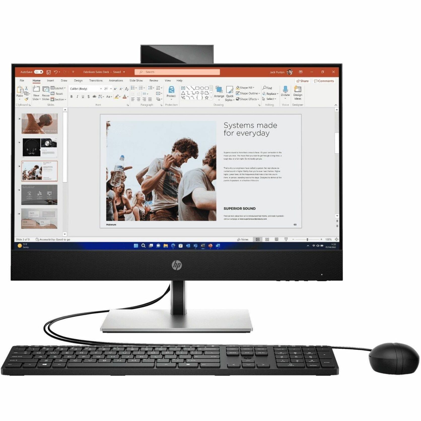 HP ProOne 440 G9 All-in-One Computer - Intel Core i5 12th Gen i5-12500 - 16 GB - 256 GB SSD - 23.8" Full HD - Desktop - Intel Q670 Chip - 1920 x 1080 — front