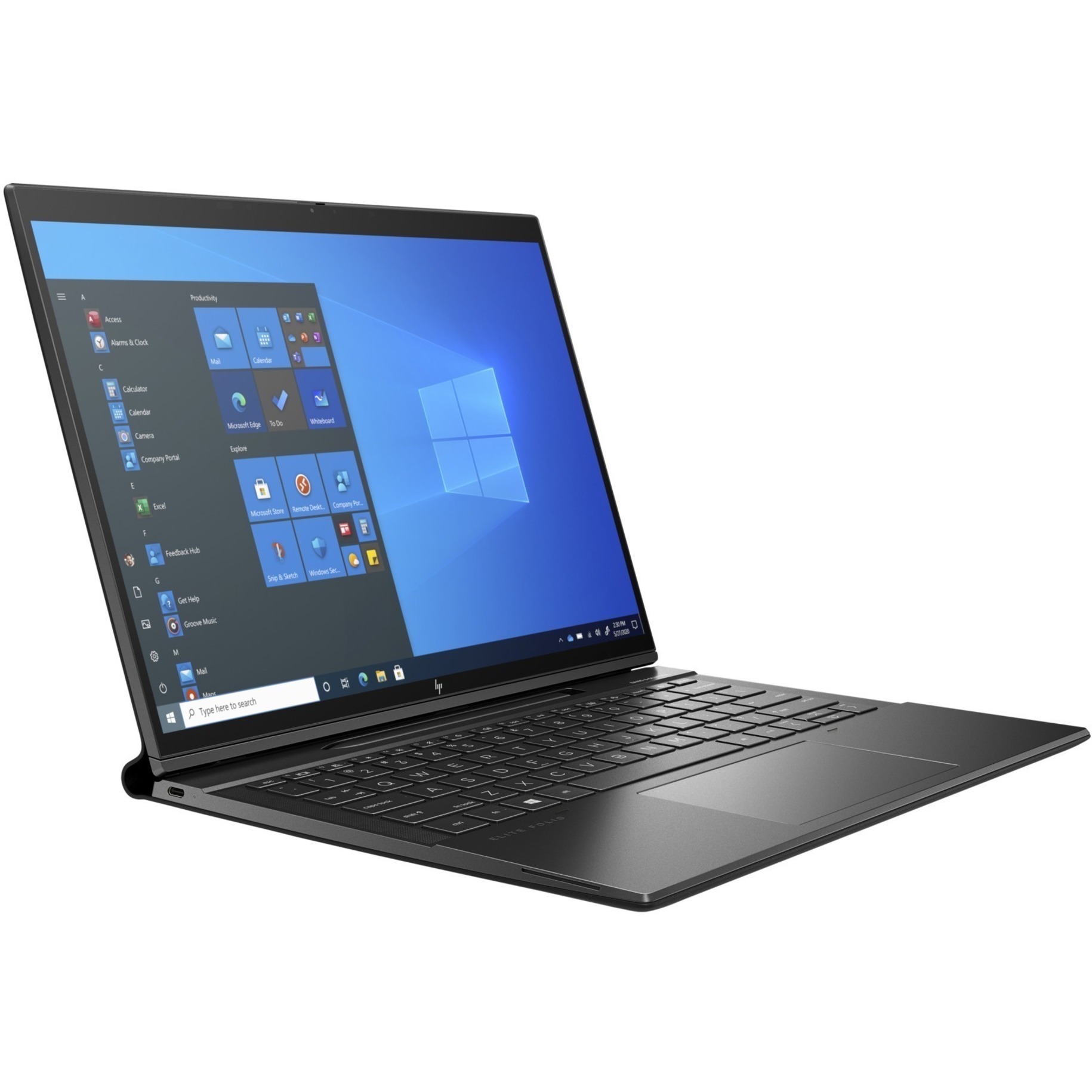 HP Elite Folio 13.5" Touchscreen Detachable 2 in 1 Notebook - 16 GB - 512 GB SSD - Qualcomm Snapdragon 8180 Chip - LTE - 5G — alternate image2