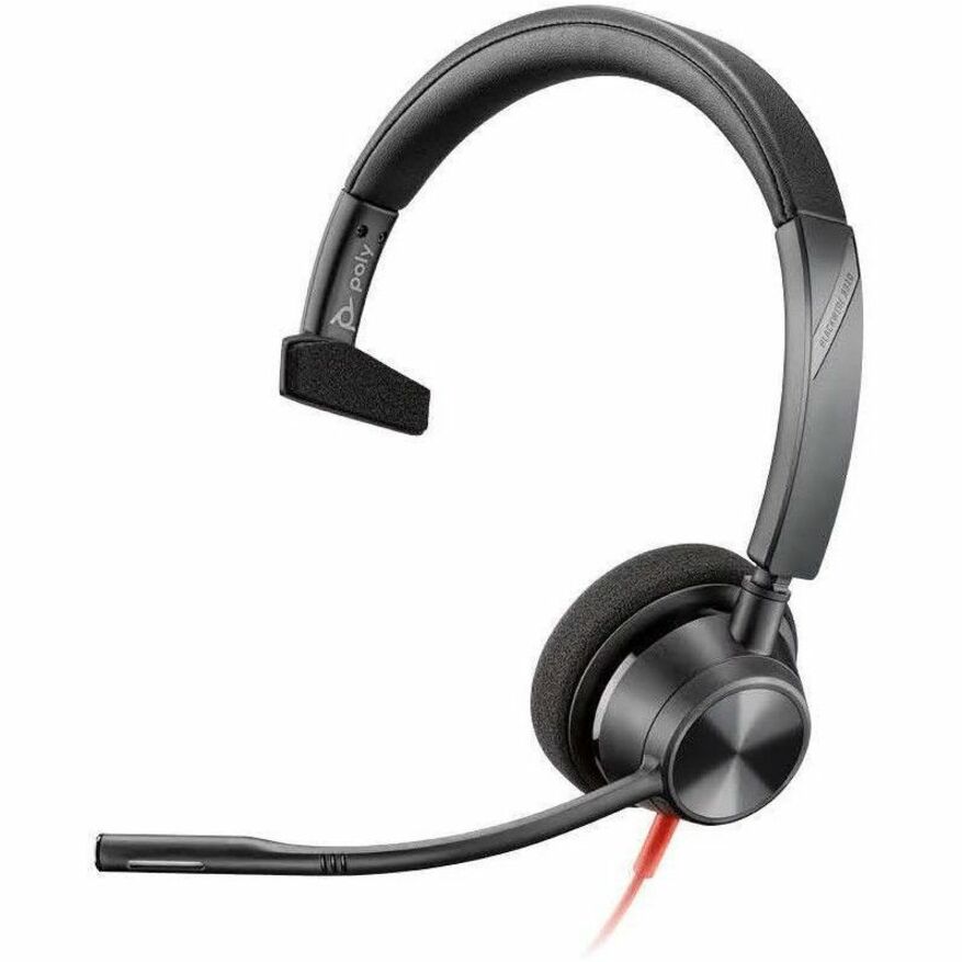 Poly Blackwire 3310 Microsoft Teams Certified Headset +USB-C/A Adapter TAA - Mono - USB Type C, Mini-phone (3.5mm) - Wired - 32 Ohm - 20 Hz to 20 kHz - On-ear - Monaural - Ear-cup - 7.10 ft Cable - Omni-directional Microphone - Black — alternate image1