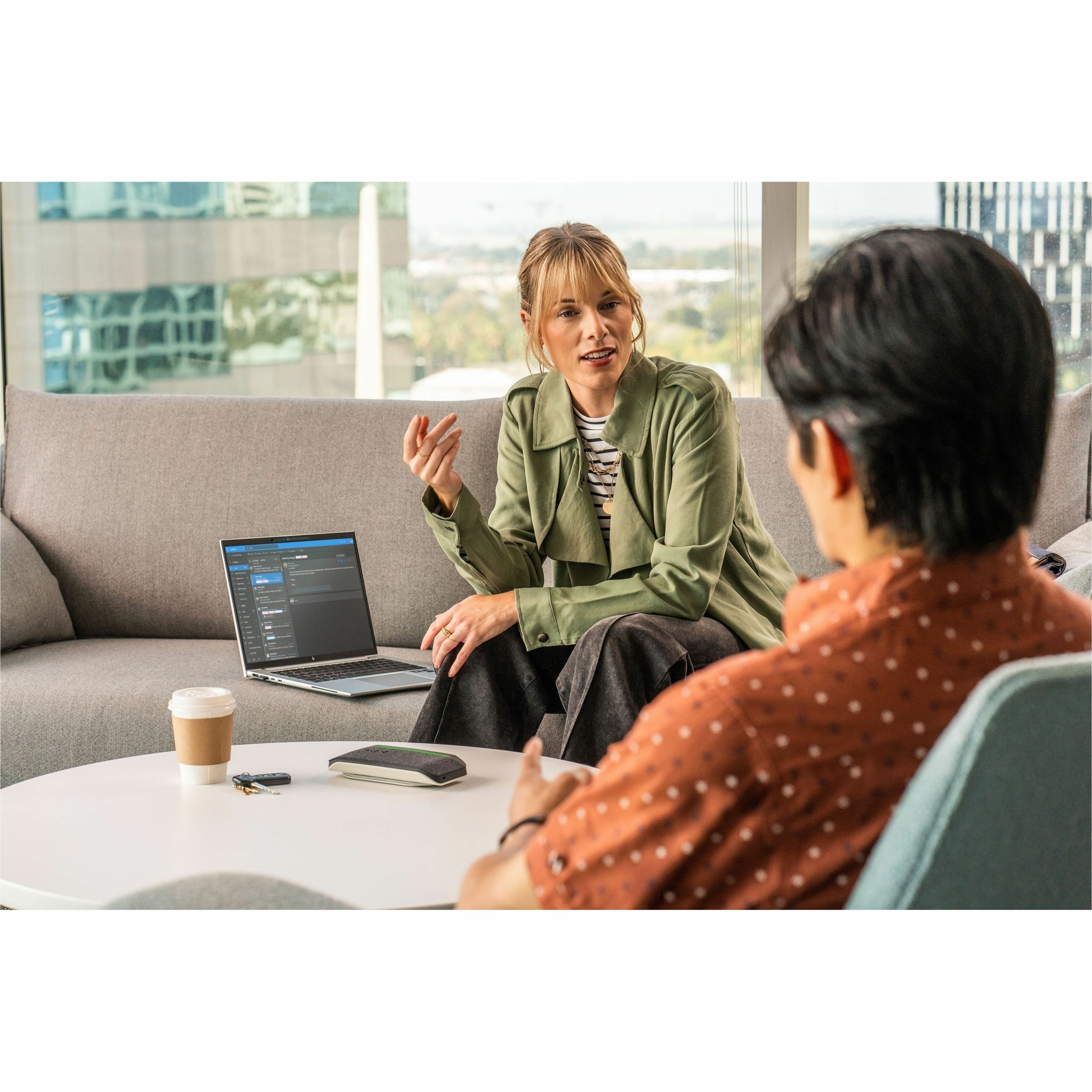 Poly Sync 20+ USB-A Speakerphone - Wired/Wireless Bluetooth - Microsoft Teams, Zoom - 3 x Bi-directional Microphone(s) - 40 mm Speaker(s) - Silver — alternate image2