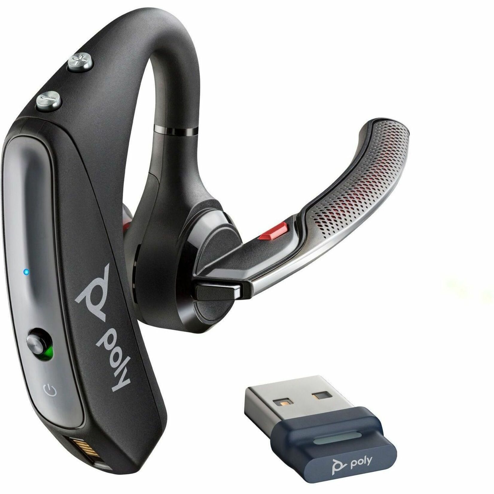 Poly Voyager 5200 UC USB-A Headset +BT600 Dongle TAA - Microsoft Teams Certification - Google Assistant, Siri - Mono - USB Type A - Wireless - Bluetooth - 98.4 ft - 32 Ohm - 100 Hz to 20 kHz - Over-the-ear, Earbud - Monaural - In-ear - Omni-directional, MEMS Technology, Noise Cancelling Microphone - Black - TAA Compliant — alternate image12