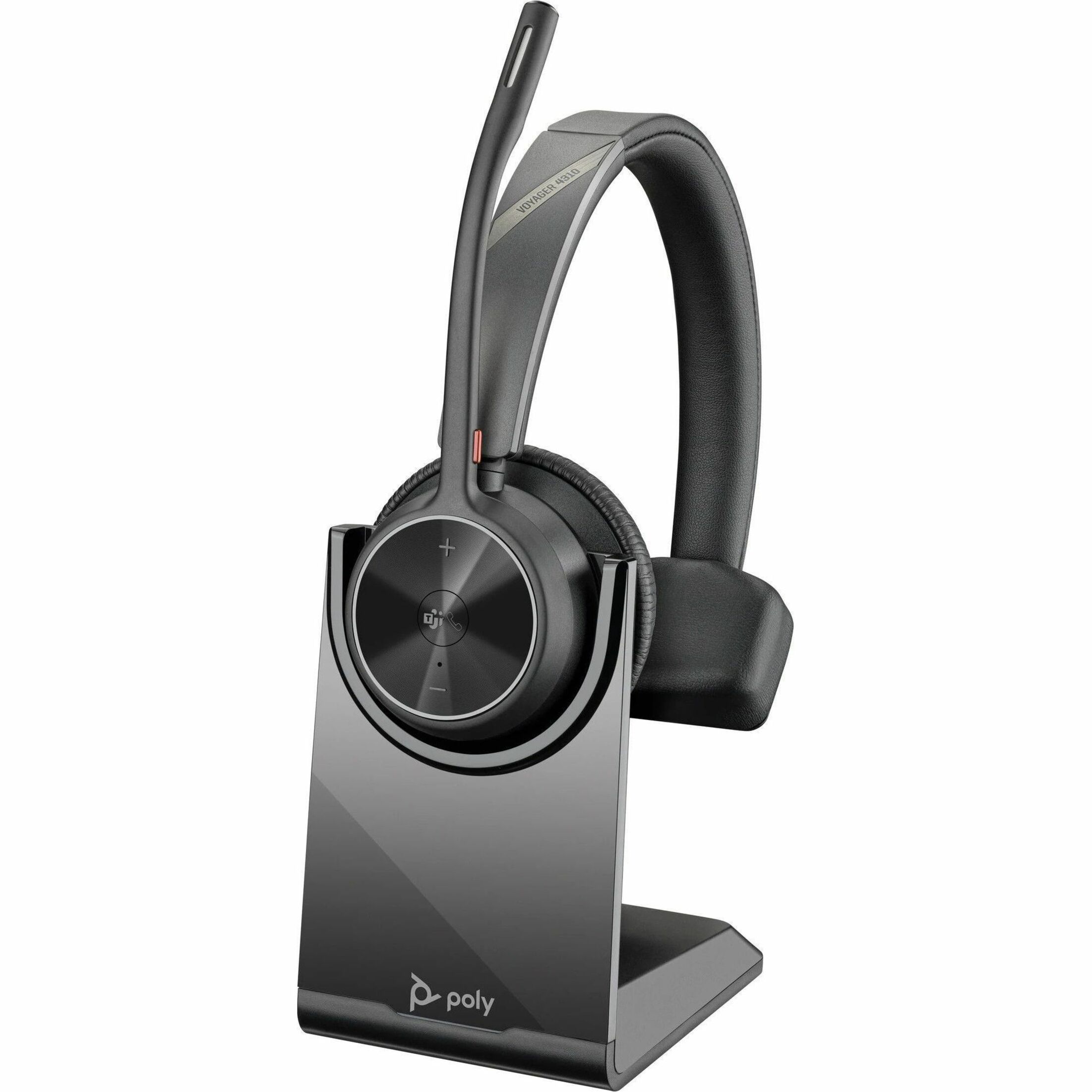 Poly Voyager 4310 Microsoft Teams Certified USB-C Headset + BT700 Dongle - Microsoft Teams Certification - Google Assistant, Siri - Mono - USB Type C - Wired/Wireless - Bluetooth - 164 ft - 20 Hz to 20 kHz - Over-the-head, On-ear - Monaural - Supra-aural - 4.92 ft Cable - Electret Condenser, MEMS Technology Microphone - Noise Canceling - Black — alternate image2