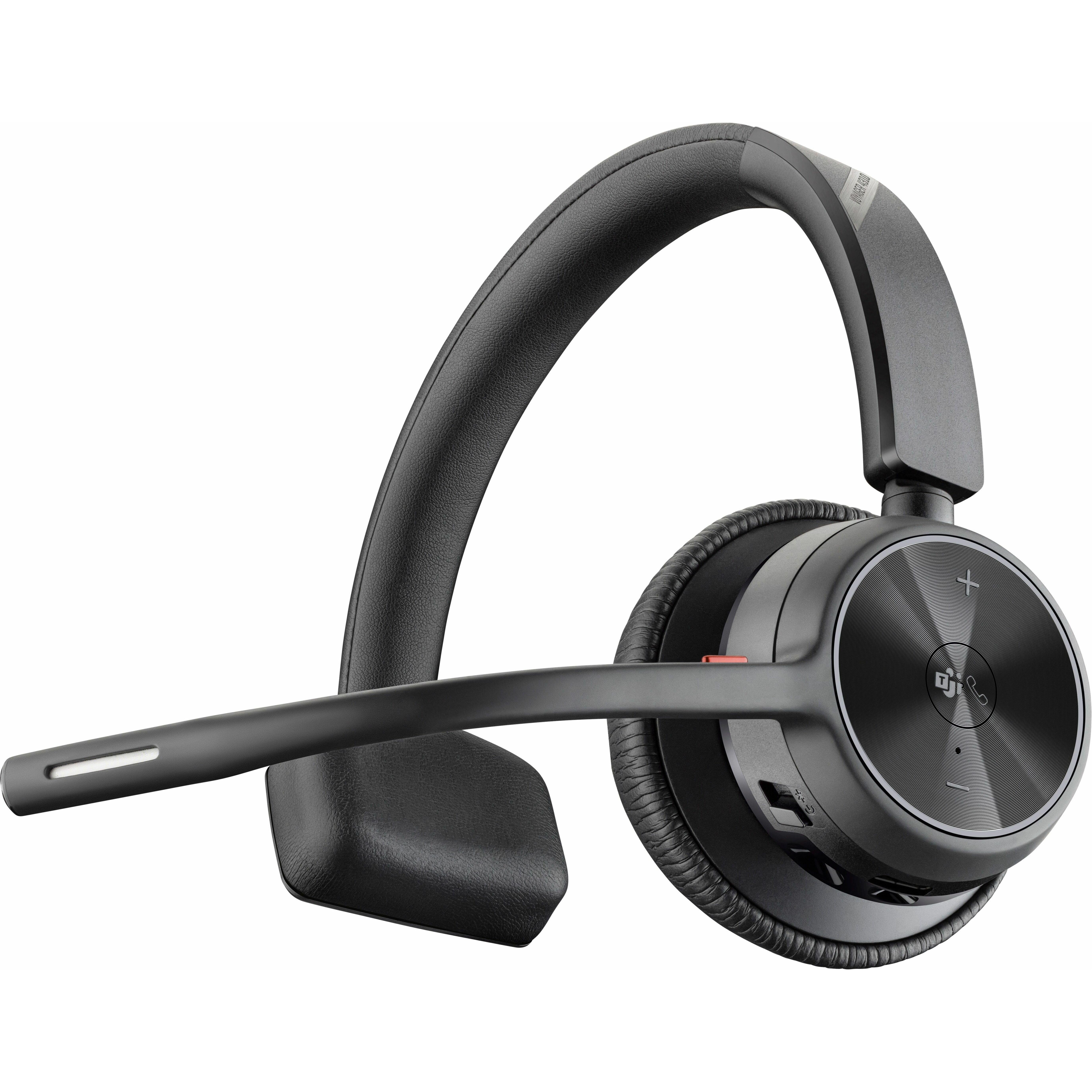 Poly Voyager 4310 Microsoft Teams Certified USB-C Headset + BT700 Dongle - Microsoft Teams Certification - Google Assistant, Siri - Mono - USB Type C - Wired/Wireless - Bluetooth - 164 ft - 20 Hz to 20 kHz - Over-the-head, On-ear - Monaural - Supra-aural - 4.92 ft Cable - Electret Condenser, MEMS Technology Microphone - Noise Canceling - Black