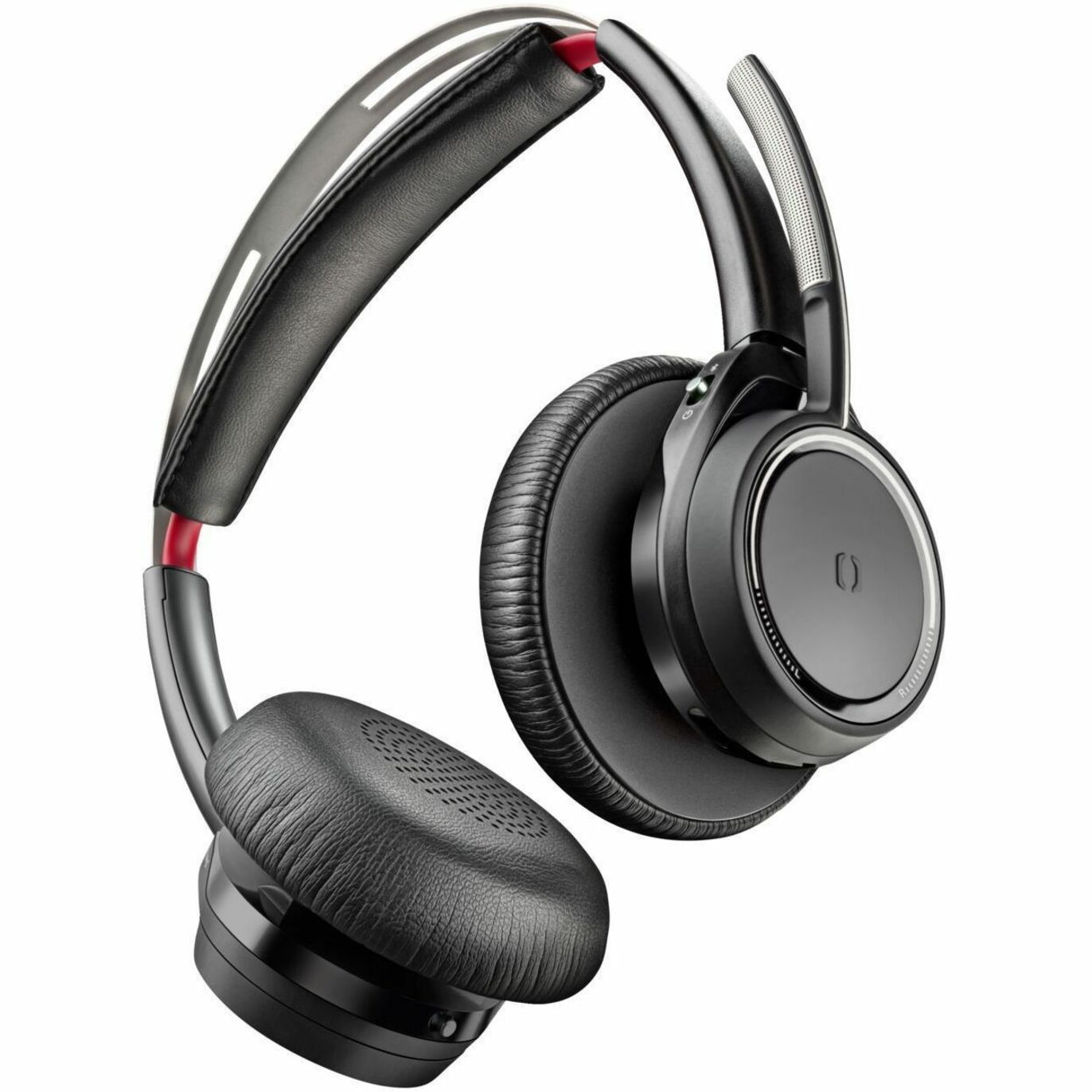 Poly Voyager Focus B825-M UC Microsoft Teams Certified Headset + Charging Stand - Microsoft Teams Certification - Siri, Google Assistant - Stereo - USB Type A - Wireless - Bluetooth - 98.4 ft - 20 Hz to 20 kHz - On-ear, Over-the-head - Binaural - Supra-aural - Electret Condenser, MEMS Technology Microphone - Noise Canceling - Black — alternate image3