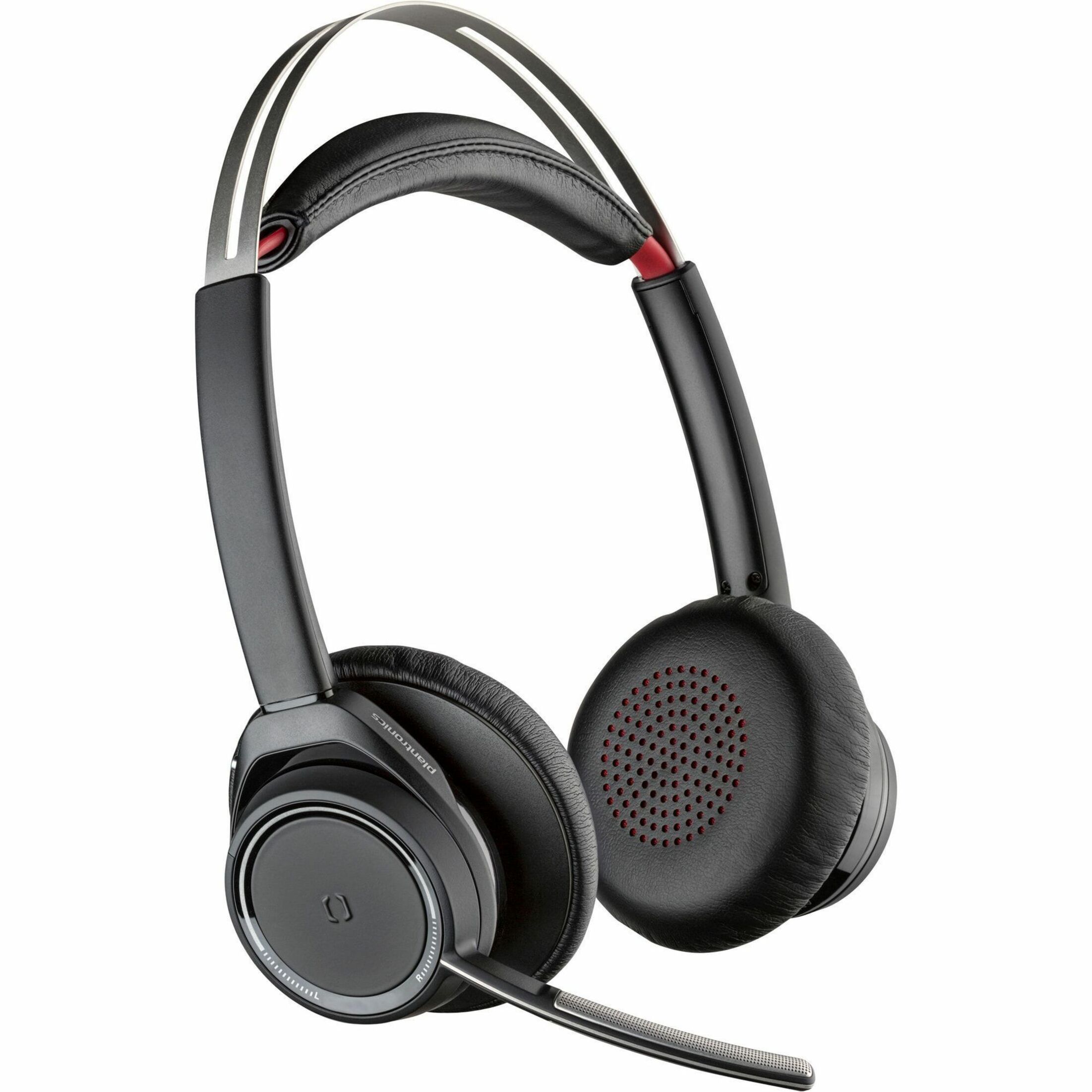 Poly Voyager Focus B825 UC USB-C Headset + Charging Stand - Google Assistant, Siri - Stereo - USB Type C - Wireless - Bluetooth - 98.4 ft - 20 Hz to 20 kHz - On-ear, Over-the-head - Binaural - Supra-aural - Electret Condenser, MEMS Technology Microphone - Black — alternate image3