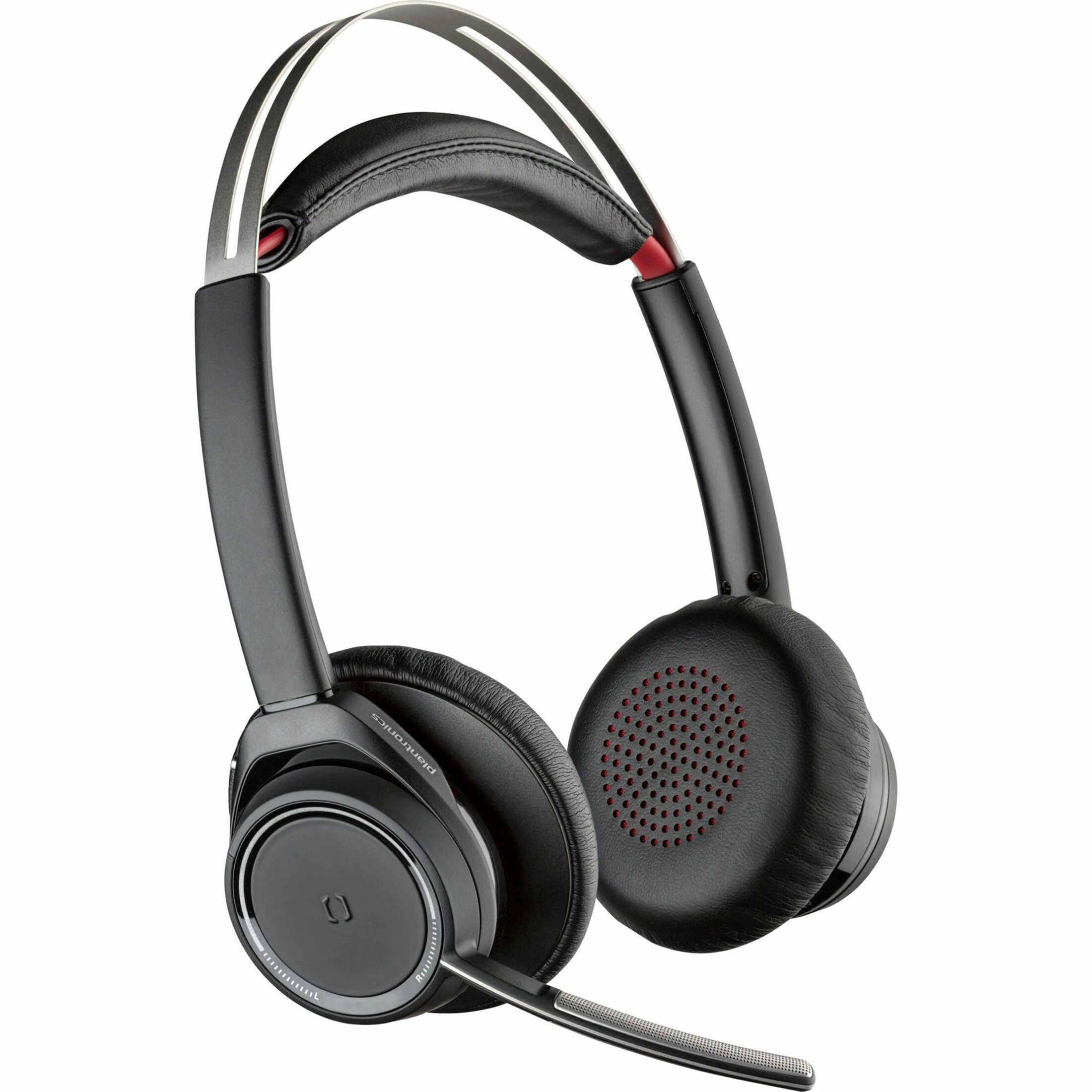 Poly Voyager Focus B825-M UC Microsoft Teams Certified Headset - Microsoft Teams Certification - Siri, Google Assistant - Stereo - USB Type A - Wireless - Bluetooth - 98.4 ft - 20 Hz to 20 kHz - On-ear, Over-the-head - Binaural - Supra-aural - Electret Condenser, MEMS Technology Microphone - Black