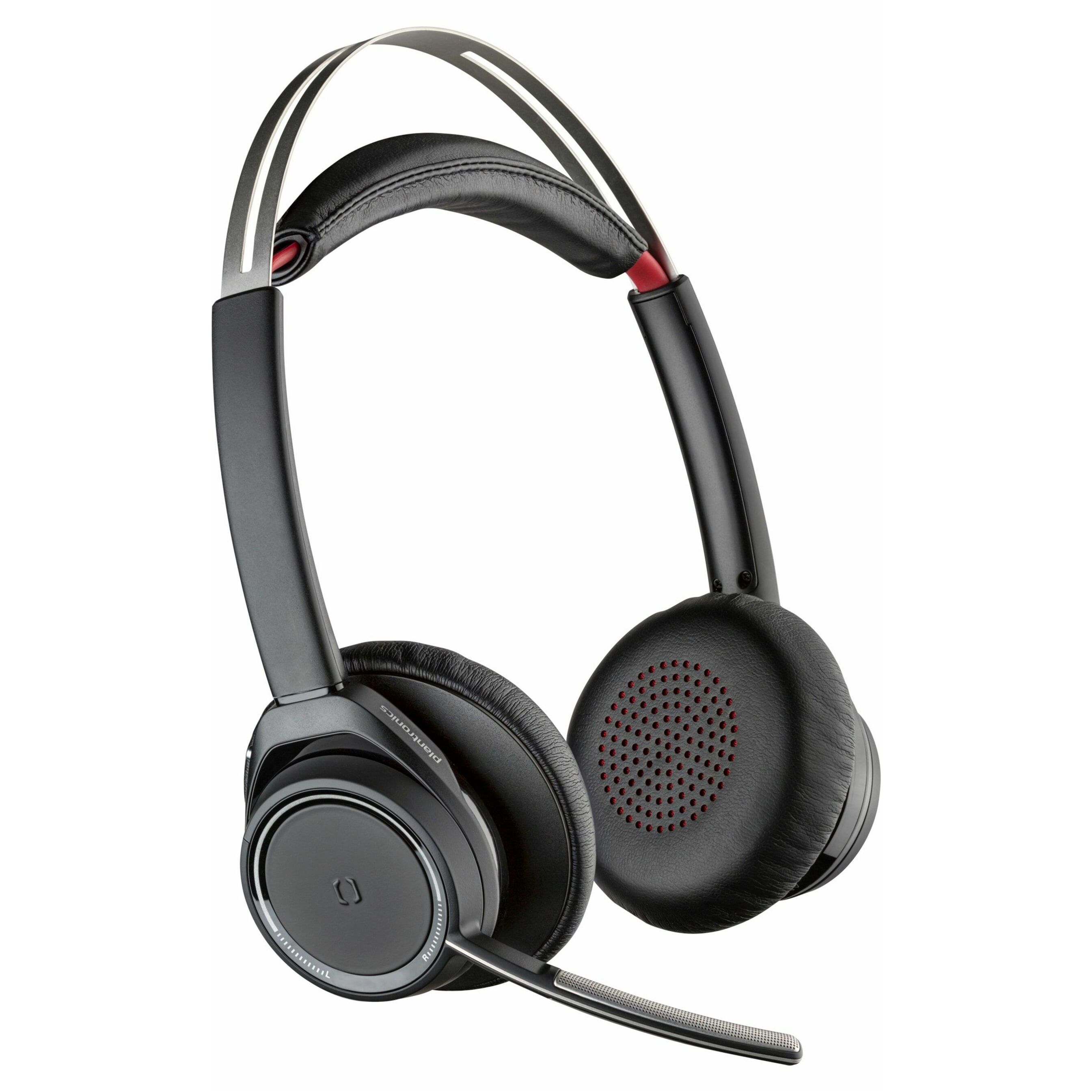 Poly Voyager Focus B825 USB-C Headset TAA - Google Assistant, Siri - Stereo - Wireless - Bluetooth - 98.4 ft - 20 Hz to 20 kHz - On-ear - Binaural - Ear-cup - Electret Condenser, MEMS Technology Microphone - Black - TAA Compliant