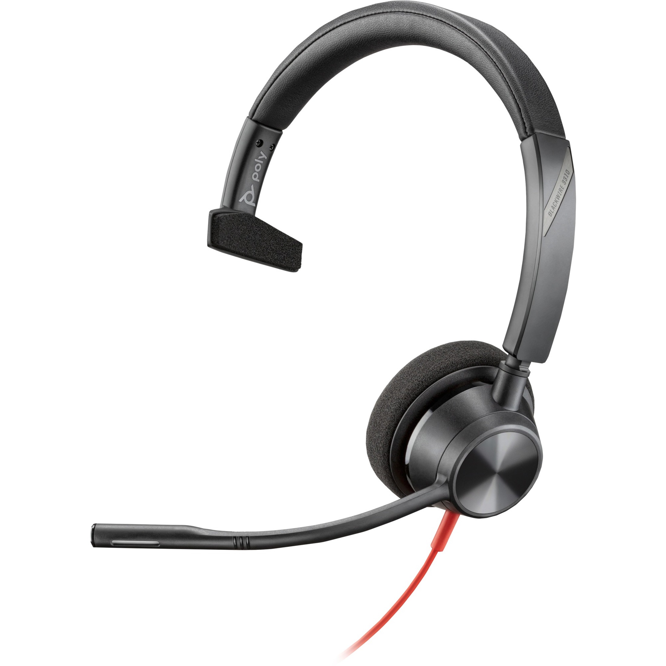 Poly Blackwire 3310 USB-C Headset - Mono - USB Type C - Wired - 32 Ohm - 80 Hz to 20 kHz - On-ear - Monaural - Open - 7.05 ft Cable - Omni-directional Microphone - Black — alternate image1